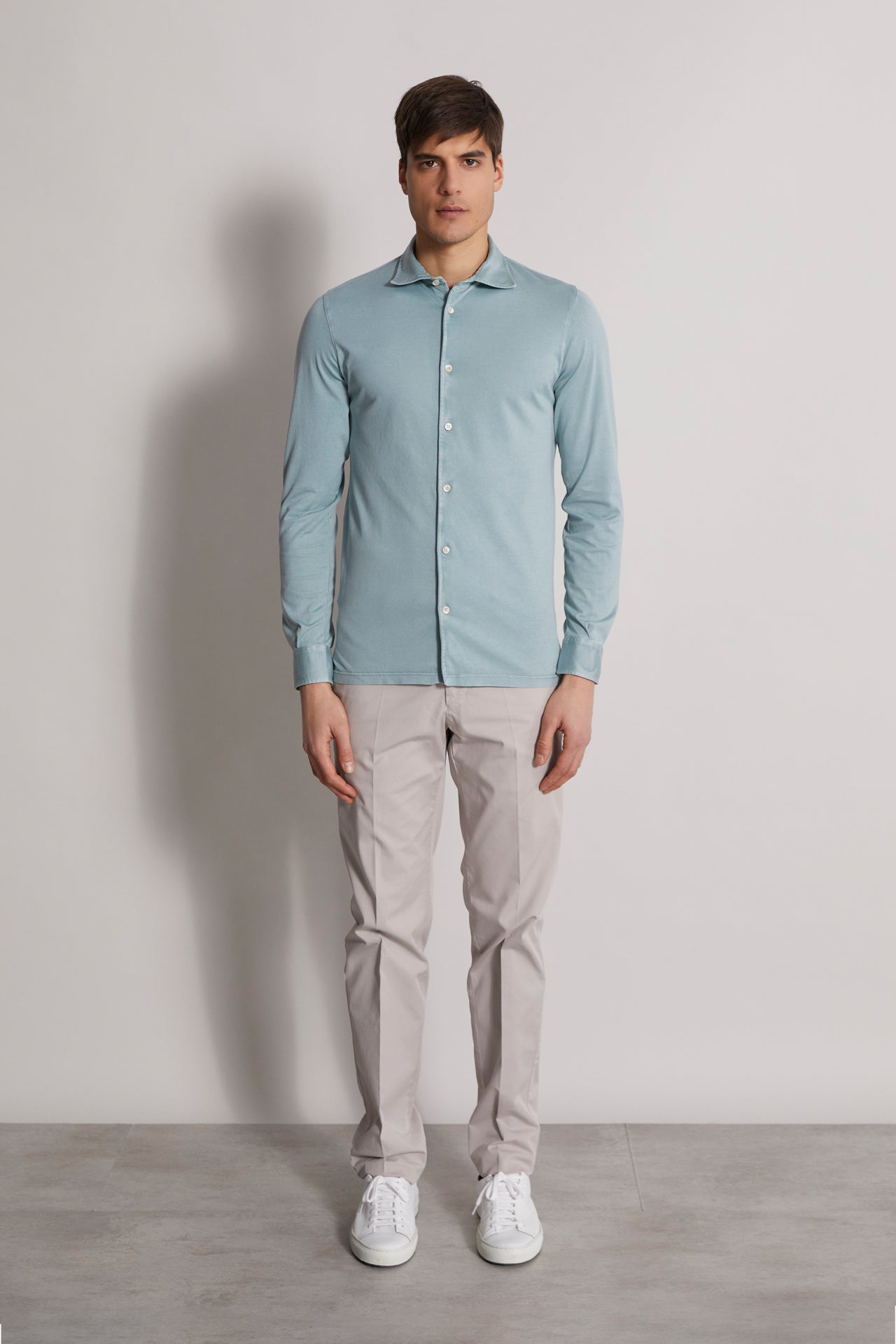 Organic Cotton Shirt - Long Sleeve - Blue - Front View