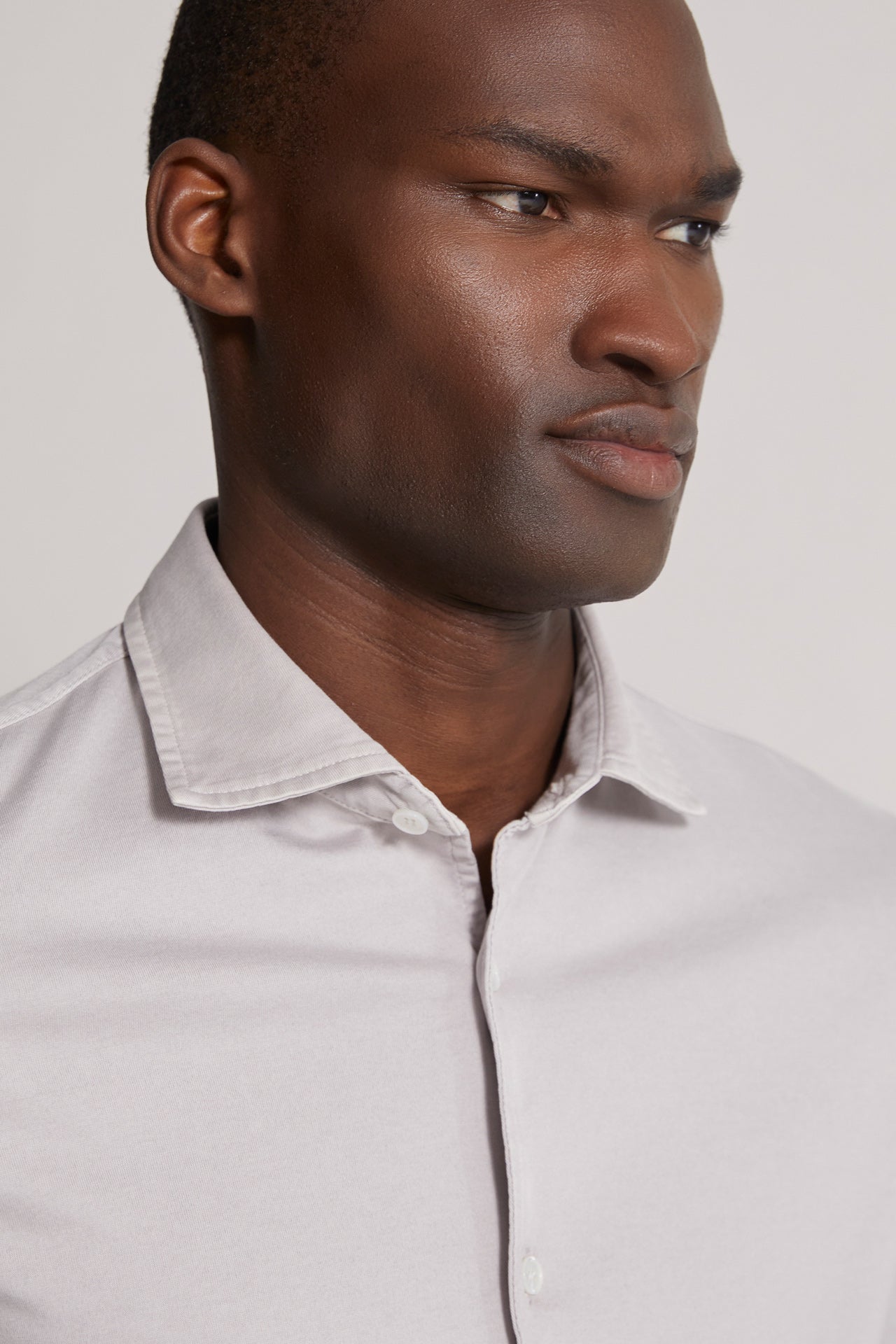 Organic Cotton Shirt - Long Sleeve - Gray - Detail