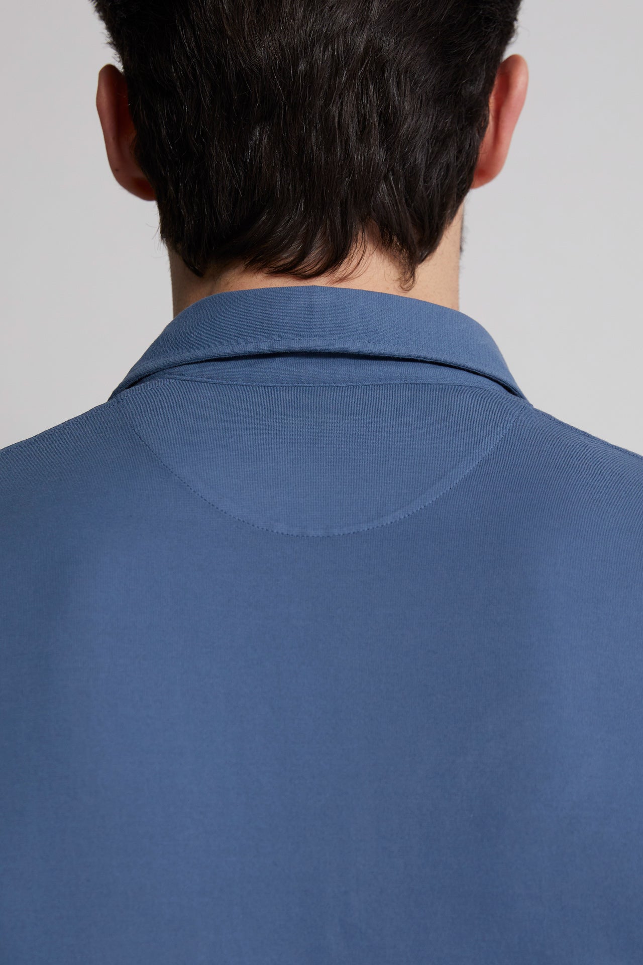 men's iconic cotton polo jersey in blue - back detail