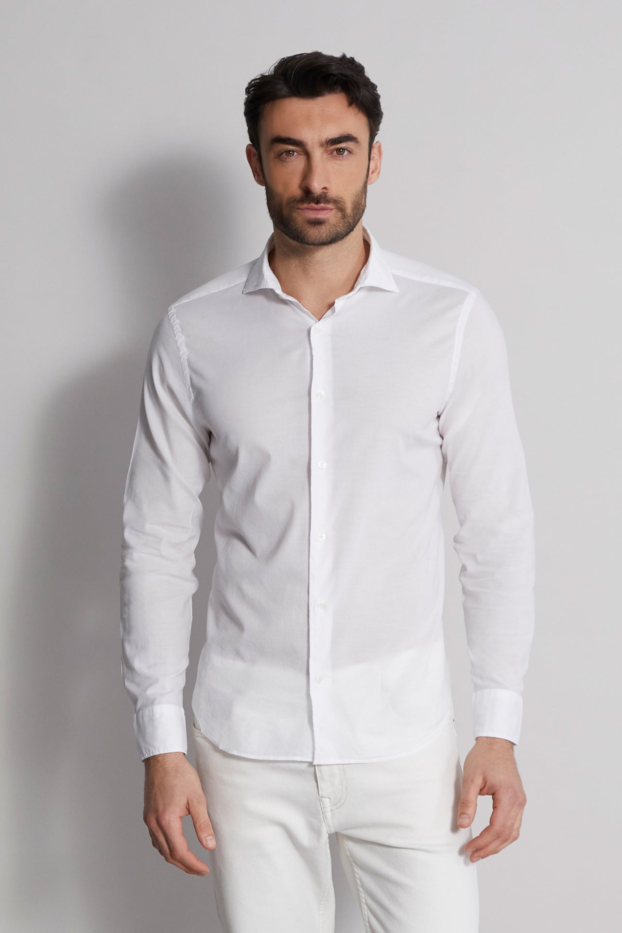 men's white designer voile shirt