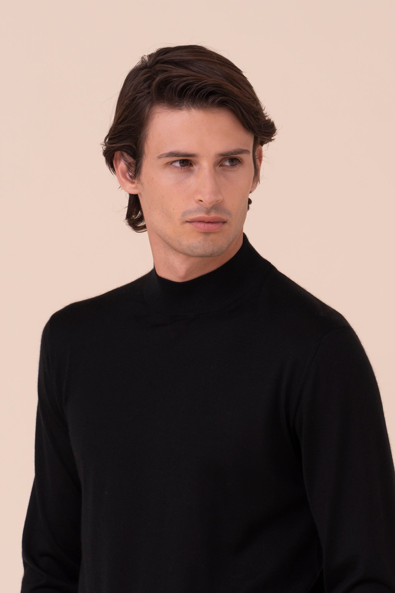 Derby Special maglia a mezzo collo in cashmere e seta nei colori iconici - BLACK