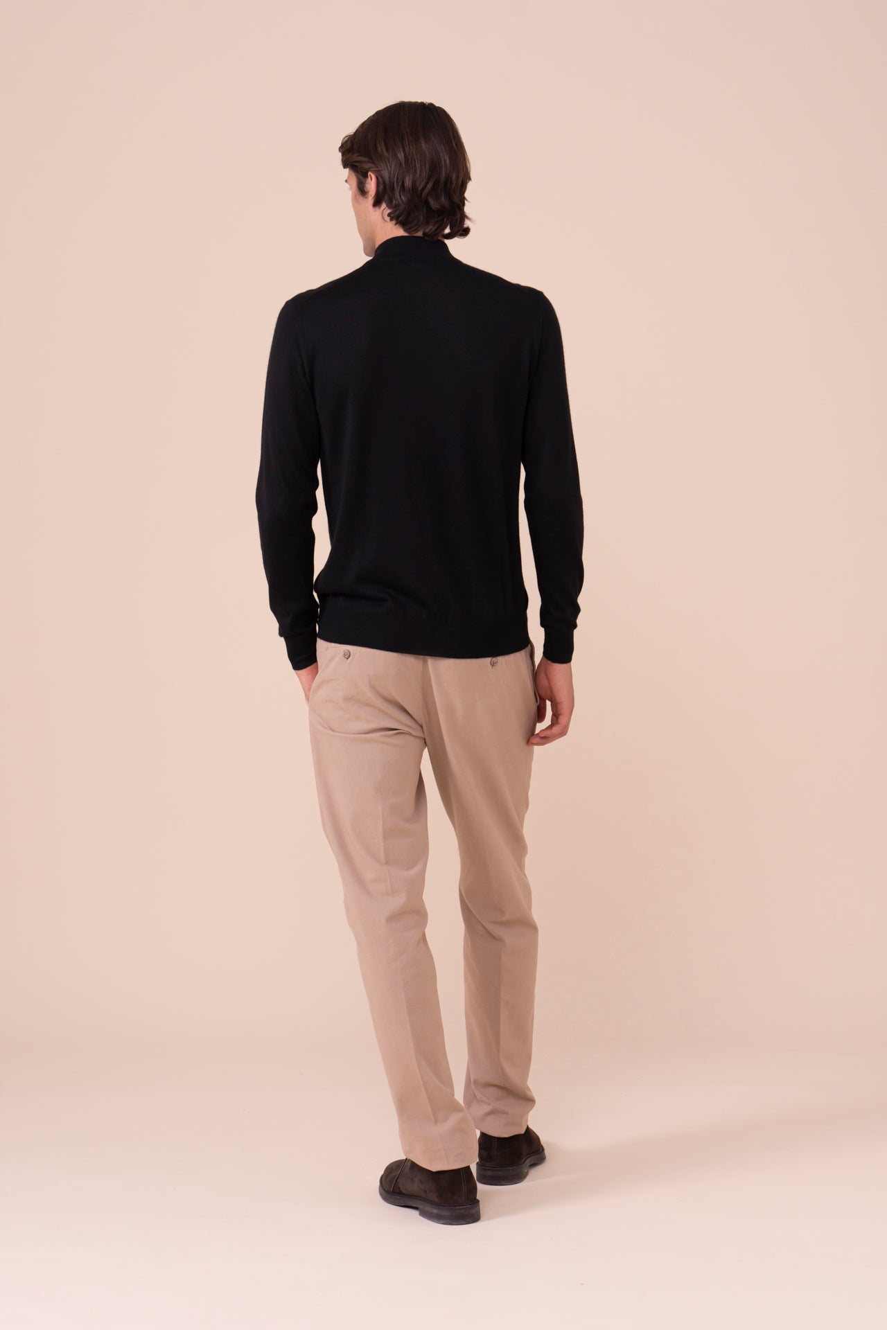 Derby Special maglia a mezzo collo in cashmere e seta nei colori iconici - BLACK