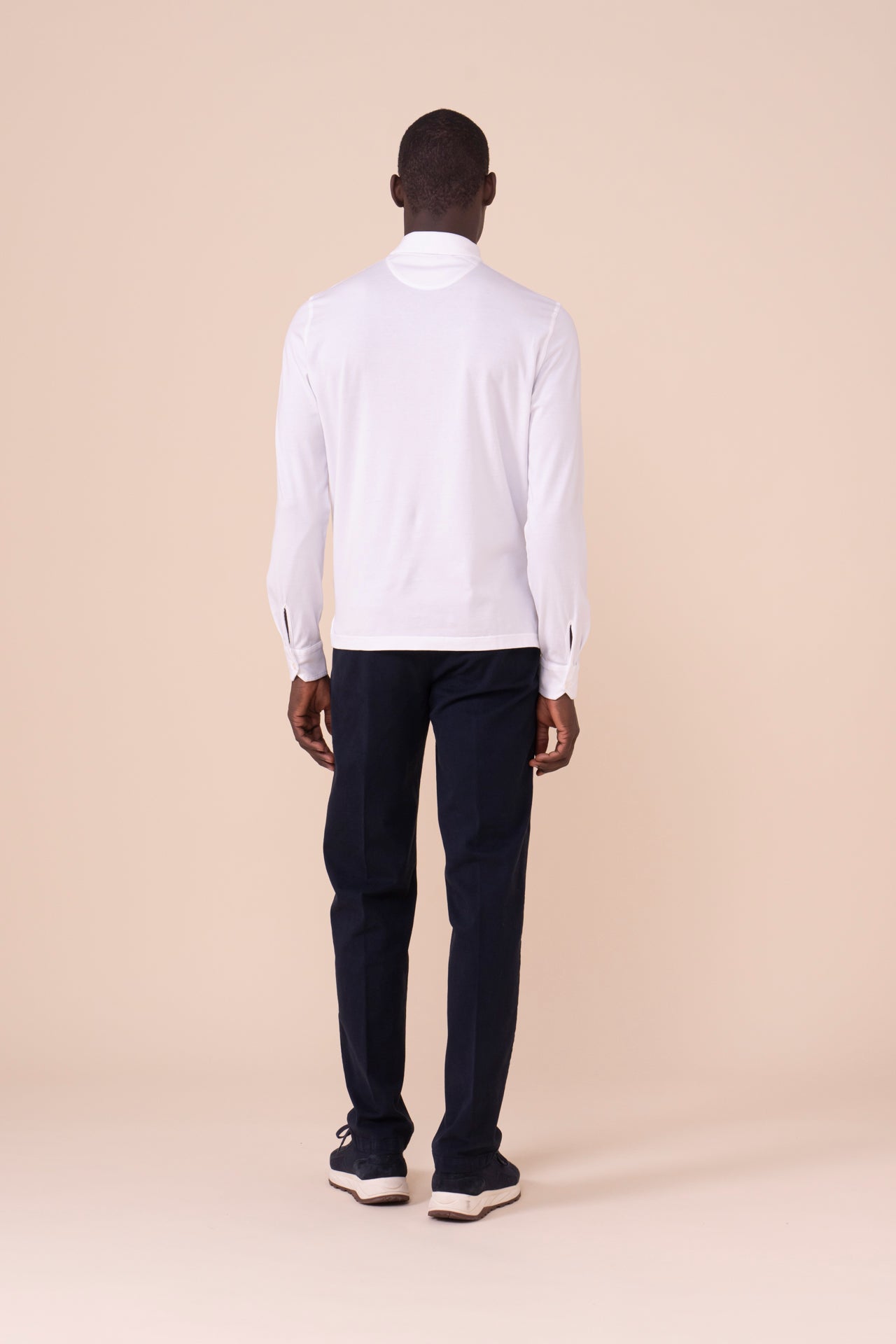 Zero Organic Cotton Long Sleeve Polo Shirt in iconic colors - WHITE
