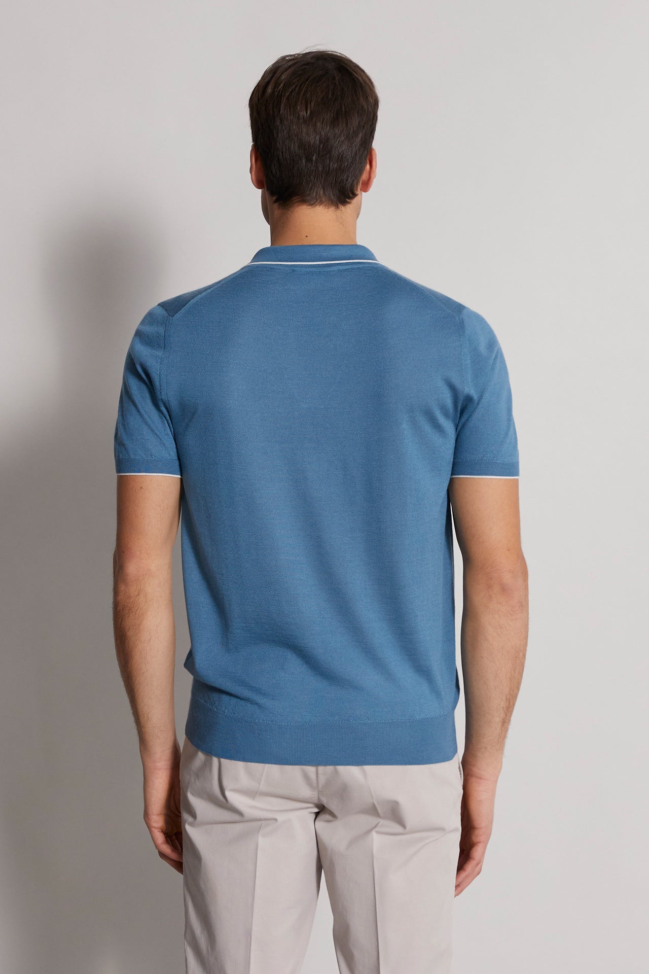 Wave knitted cashmere silk polo