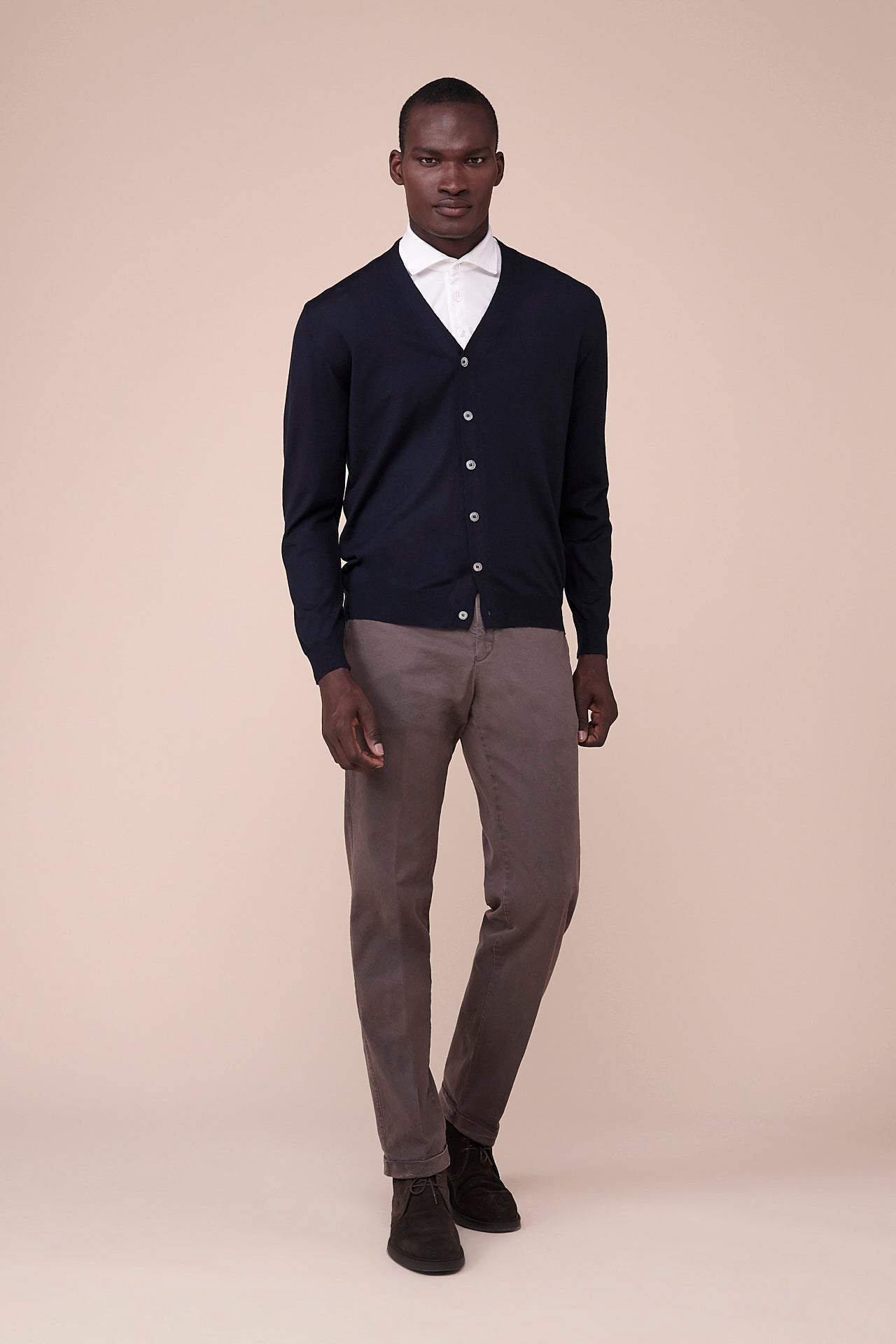 Cashmere Cardigan in iconic colors - MIDNIGHTBLUE
