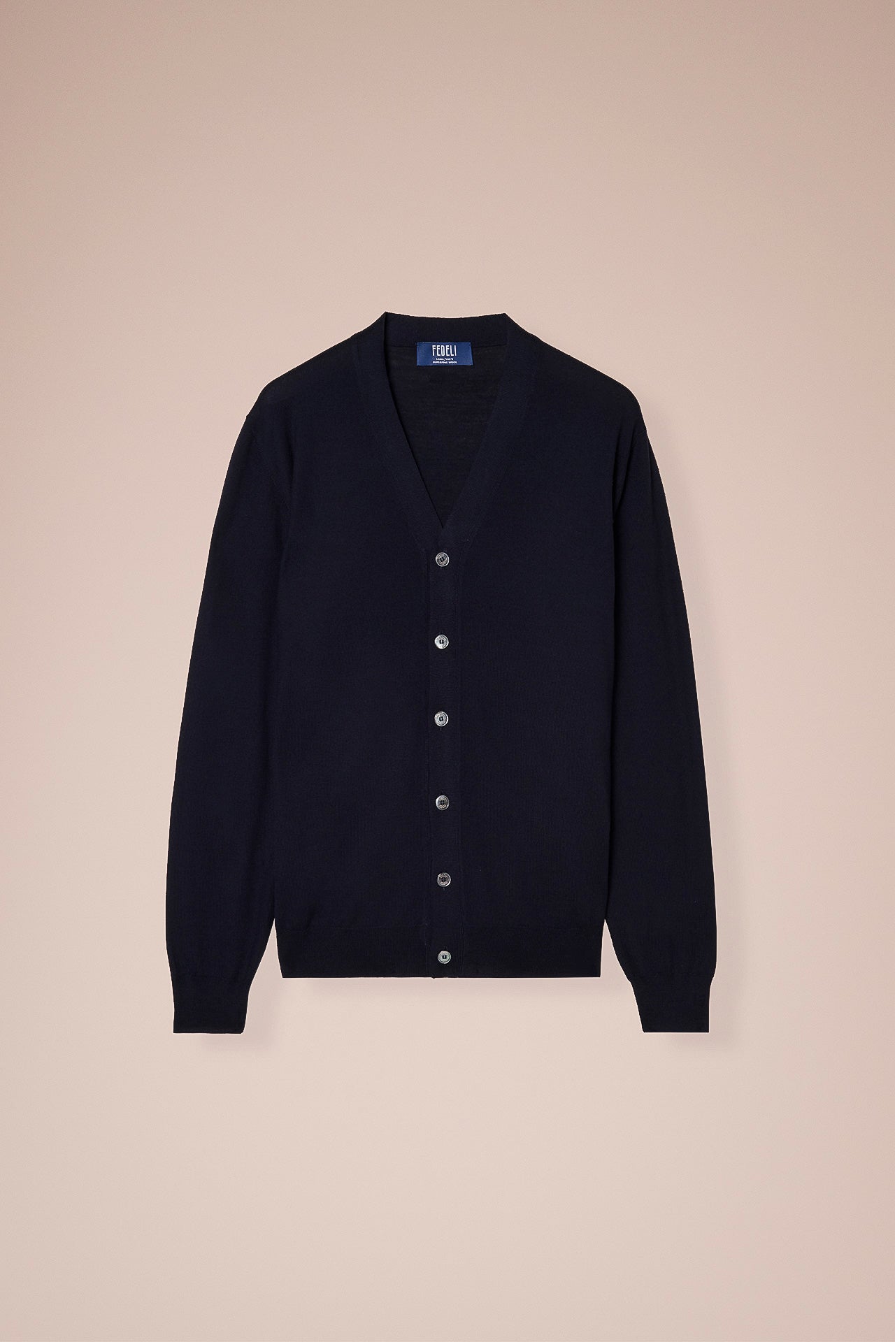 Superfine Wool Cardigan in iconic colors - MIDNIGHTBLUE