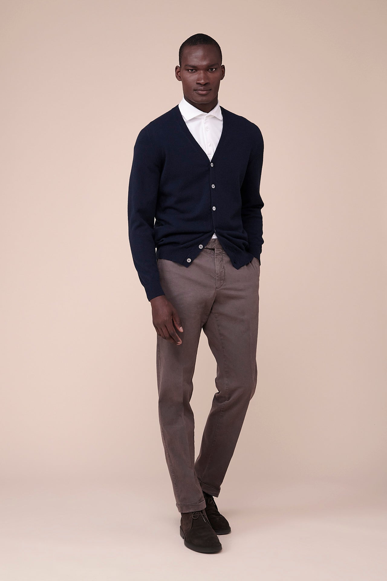 Superfine Wool Cardigan in iconic colors - MIDNIGHTBLUE