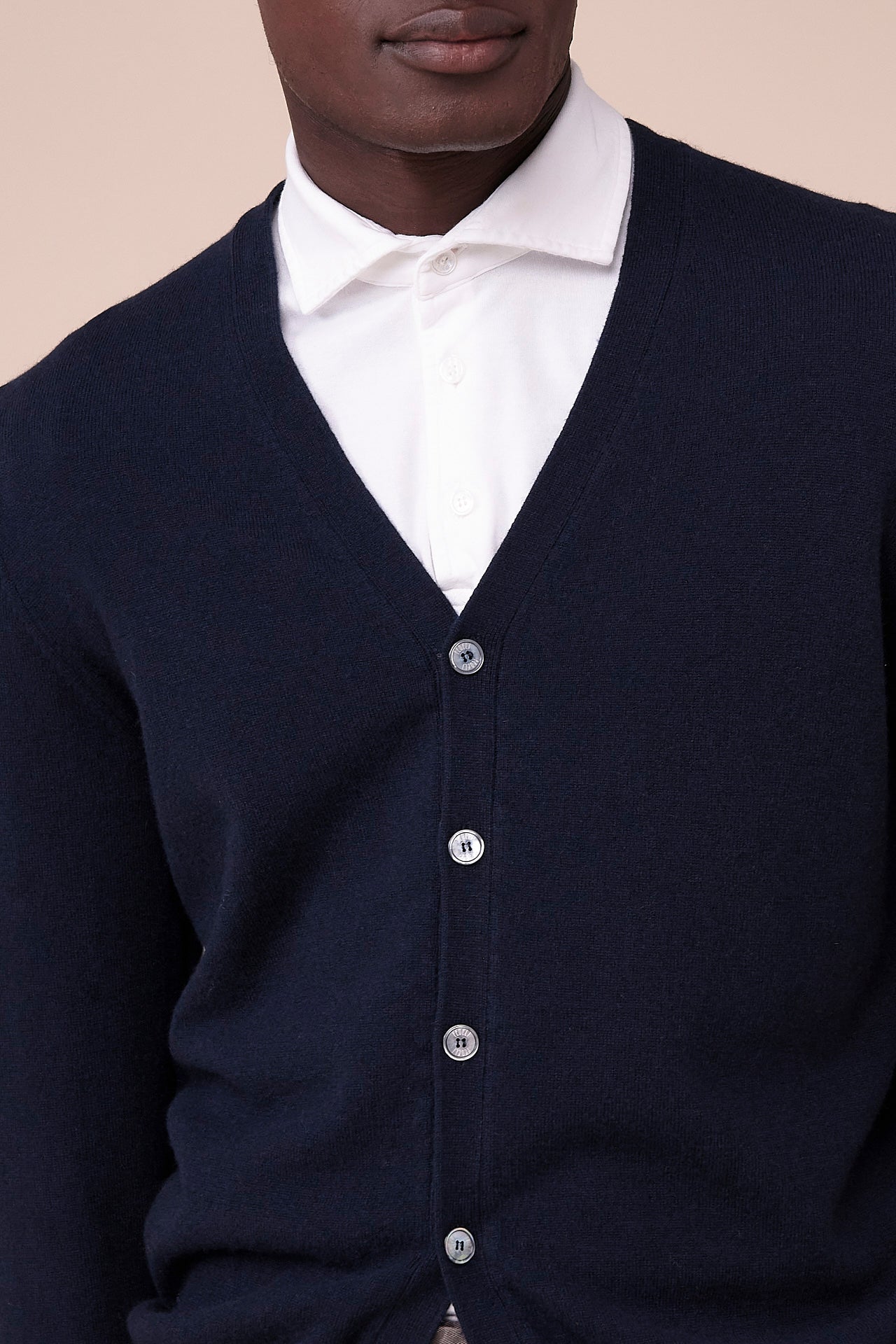Superfine Wool Cardigan in iconic colors - MIDNIGHTBLUE