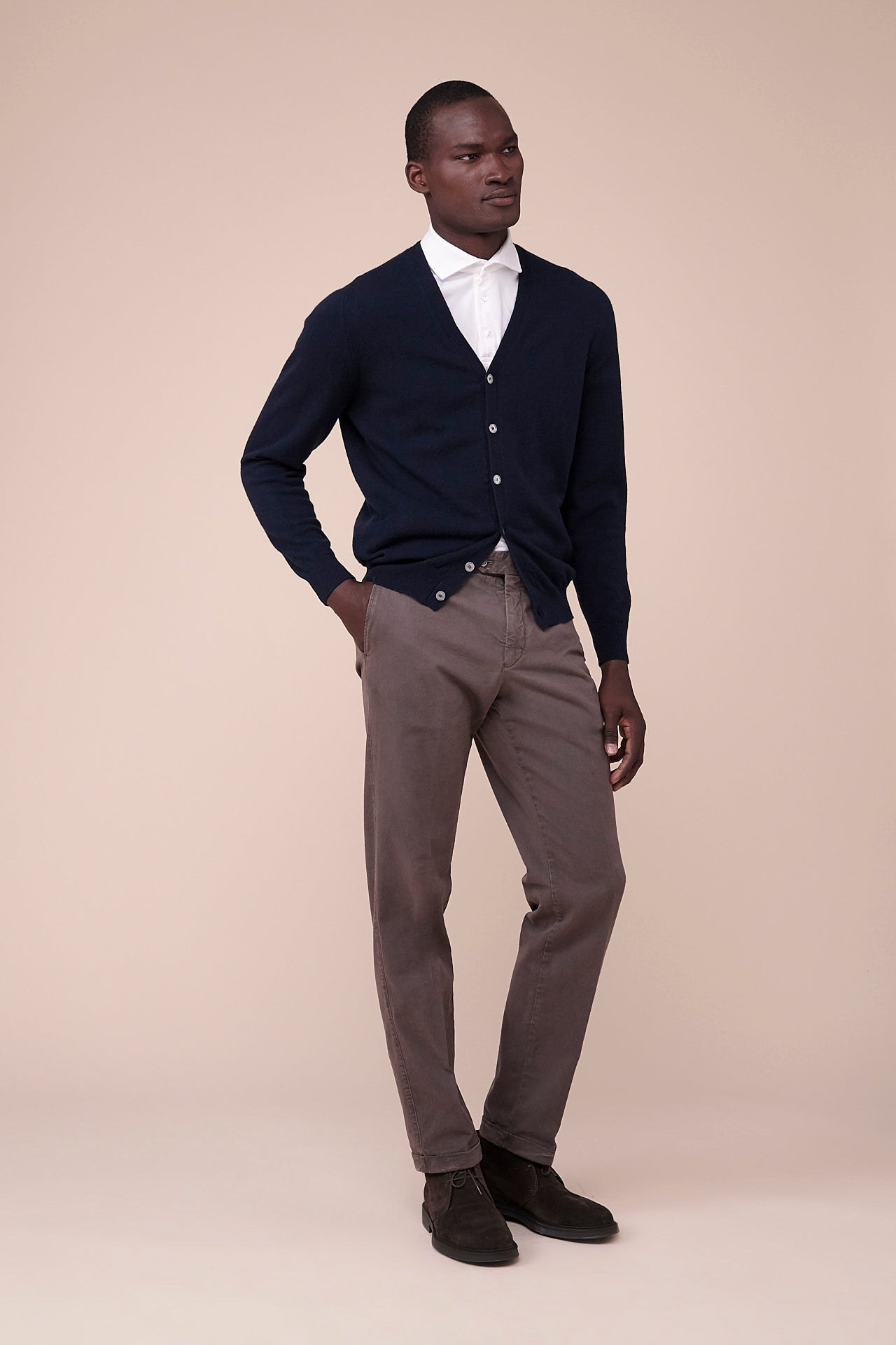Superfine Wool Cardigan in iconic colors - MIDNIGHTBLUE