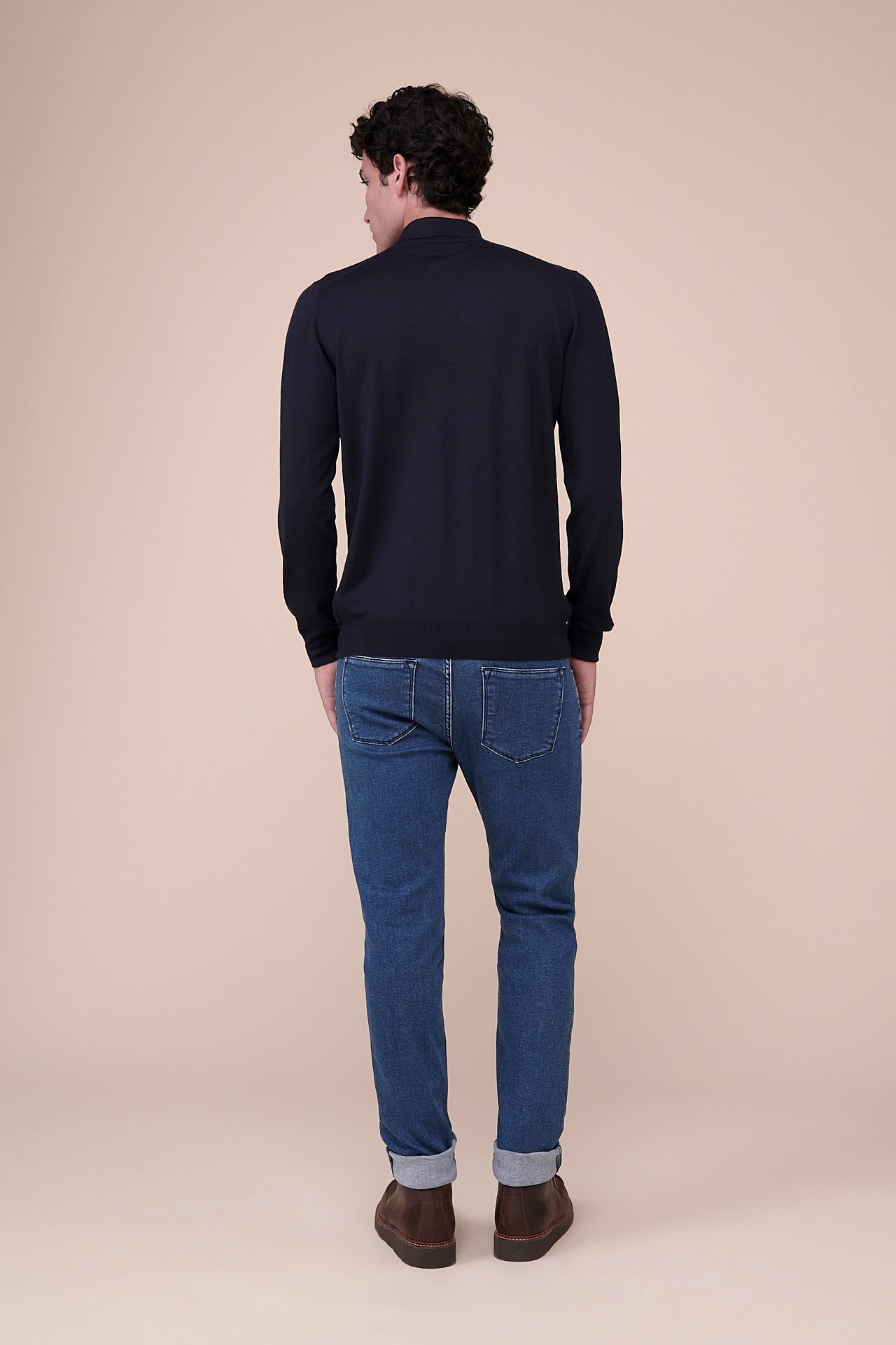 Sportman Superfine Wool Knit Polo in iconic colors - MIDNIGHTBLUE