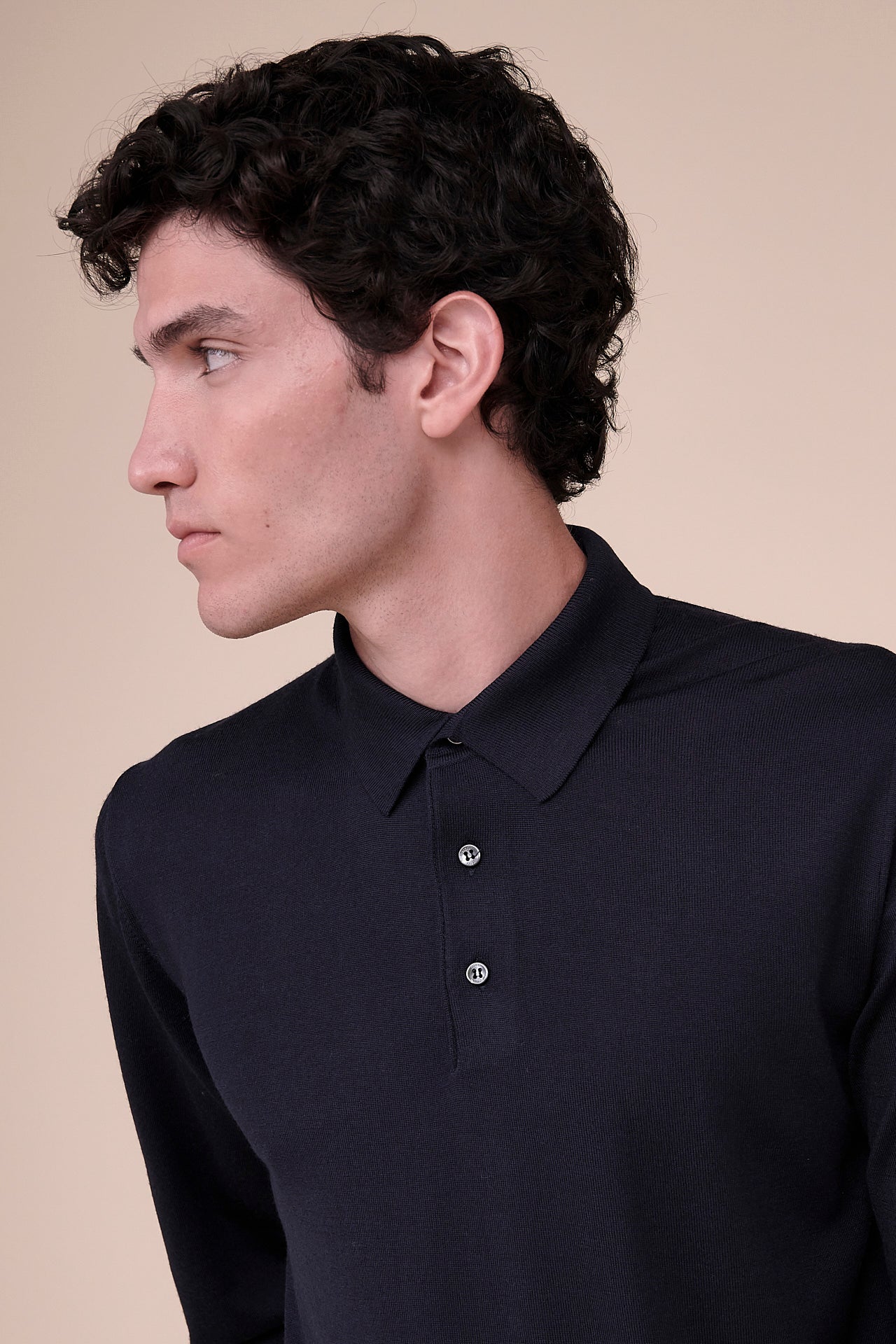 Sportman Superfine Wool Knit Polo in iconic colors - MIDNIGHTBLUE