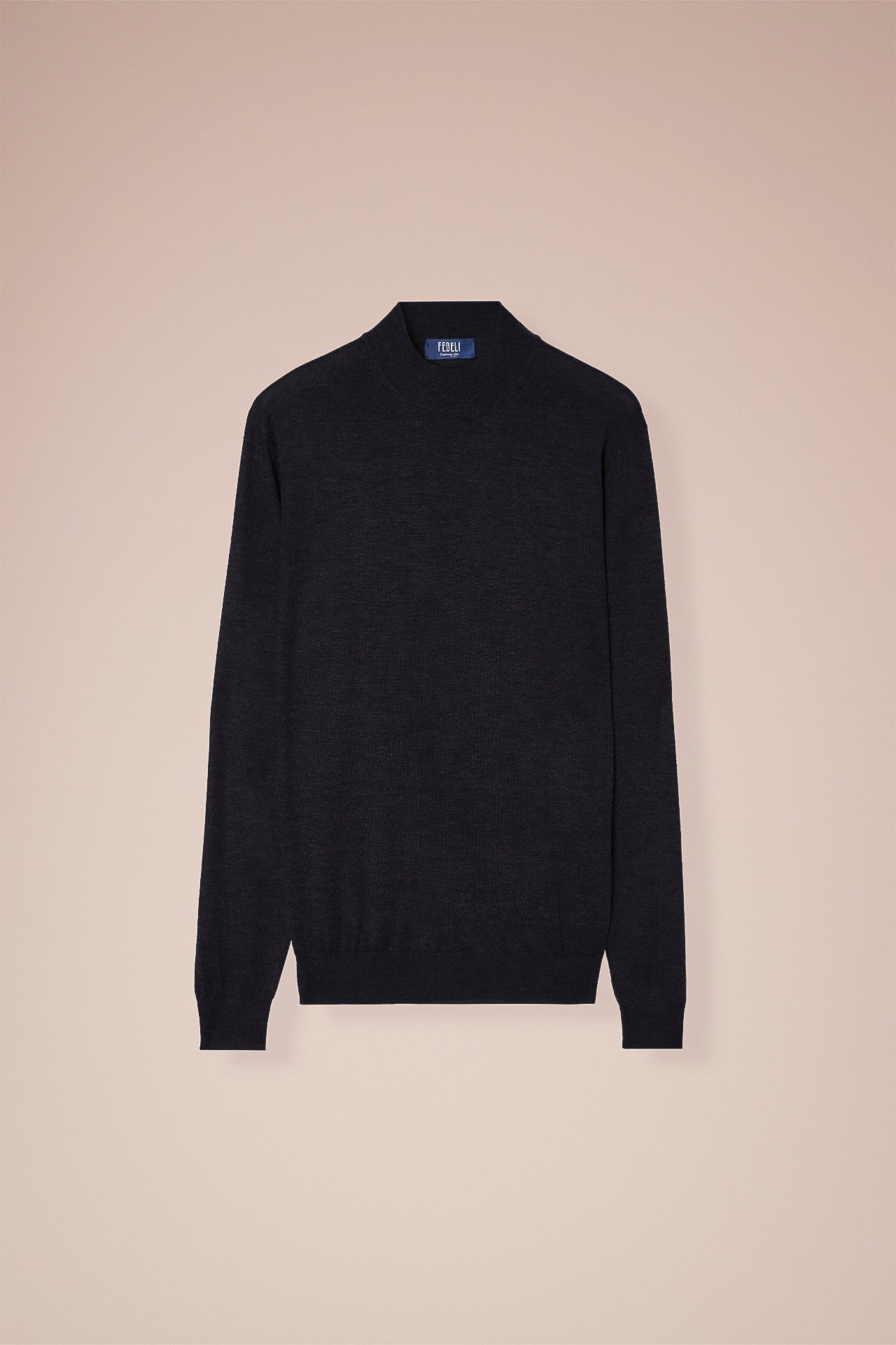 Derby Special Cashmere Silk Mock Neck in iconic colors - BLACK