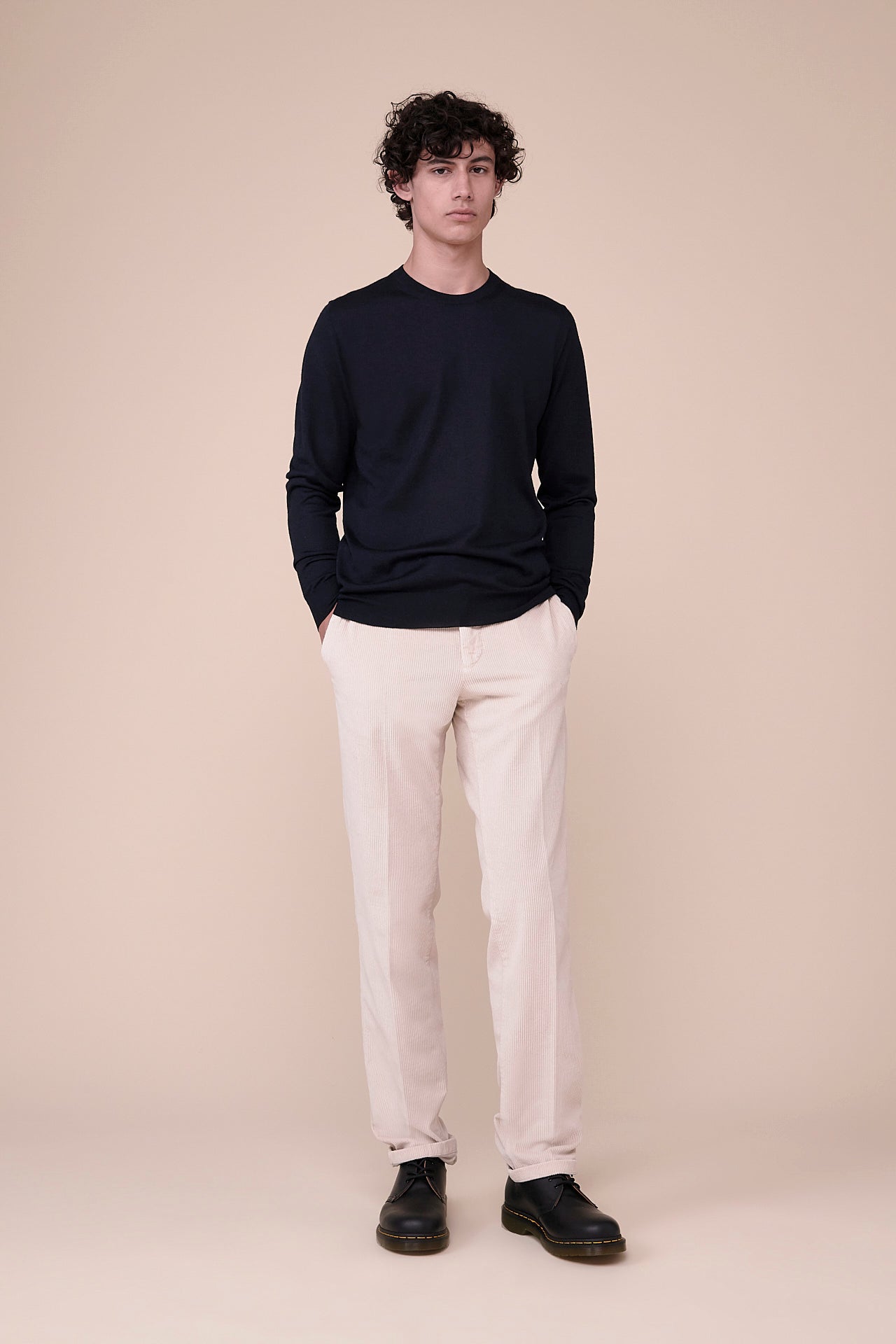 Argentina Cashmere Silk Crewneck in iconic colors - MIDNIGHTBLUE