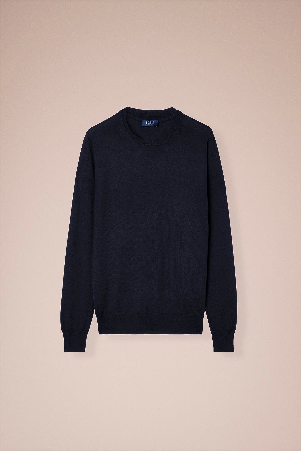 Argentina Cashmere Silk Crewneck in iconic colors - MIDNIGHTBLUE