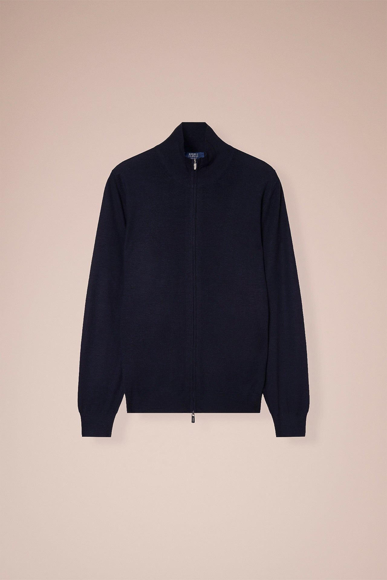 Favonio Superfine Wool Full-zip Sweater in iconic colors - MIDNIGHTBLUE