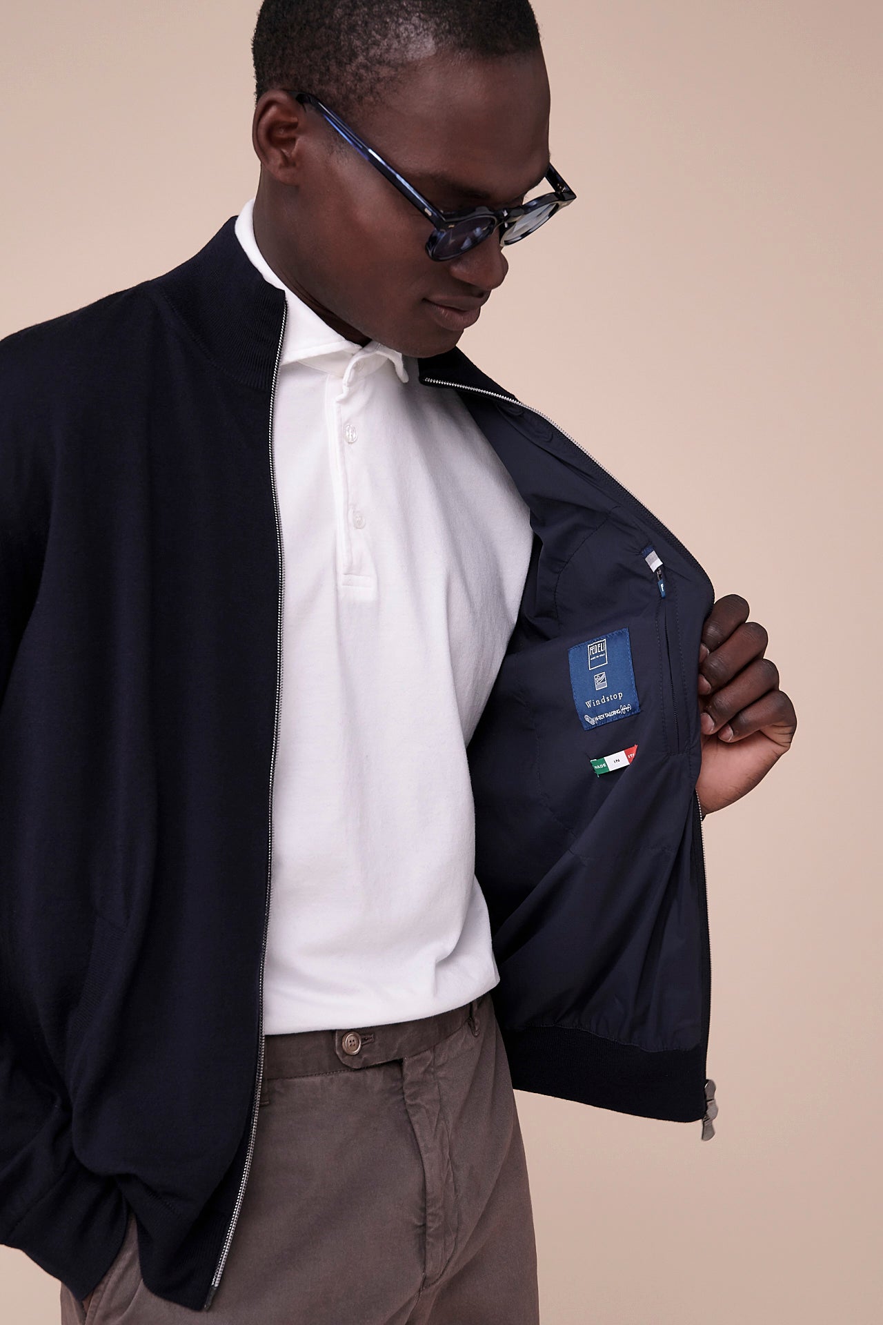 Paros bomber in maglia di lana nel iconico blu notte - MIDNIGHTBLUE