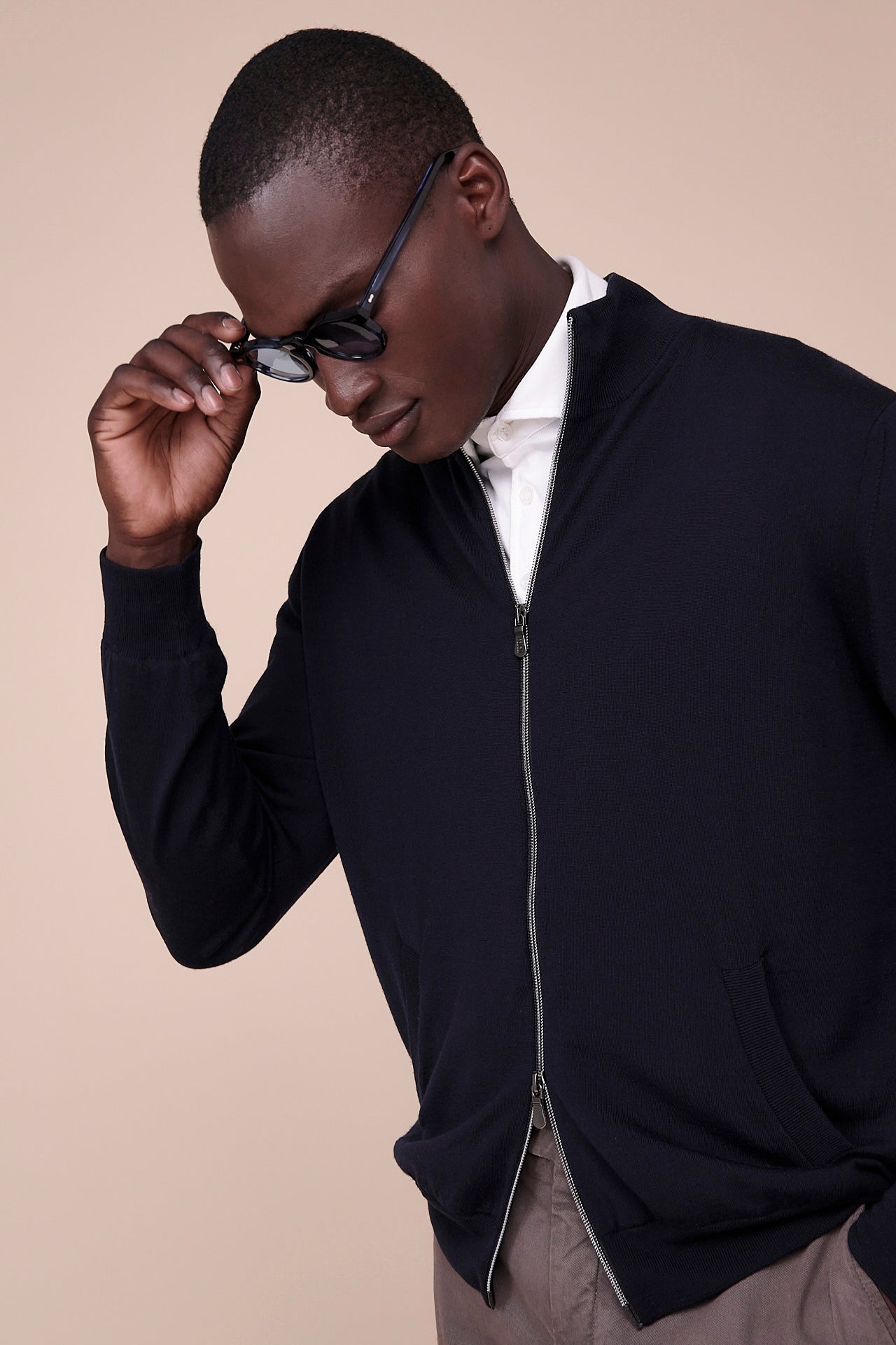 Paros bomber in maglia di lana nel iconico blu notte - MIDNIGHTBLUE