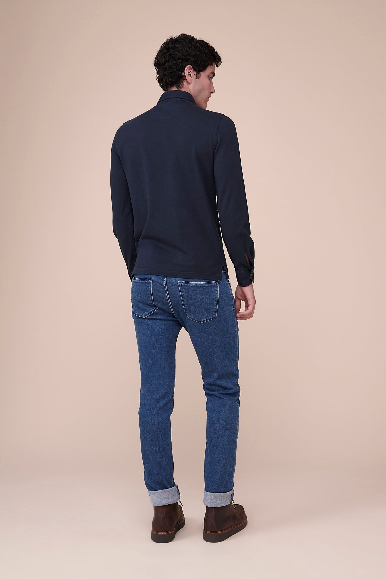 North polo a maniche lunghe in piquet di cotone nei colori iconici - BLUNOTTE