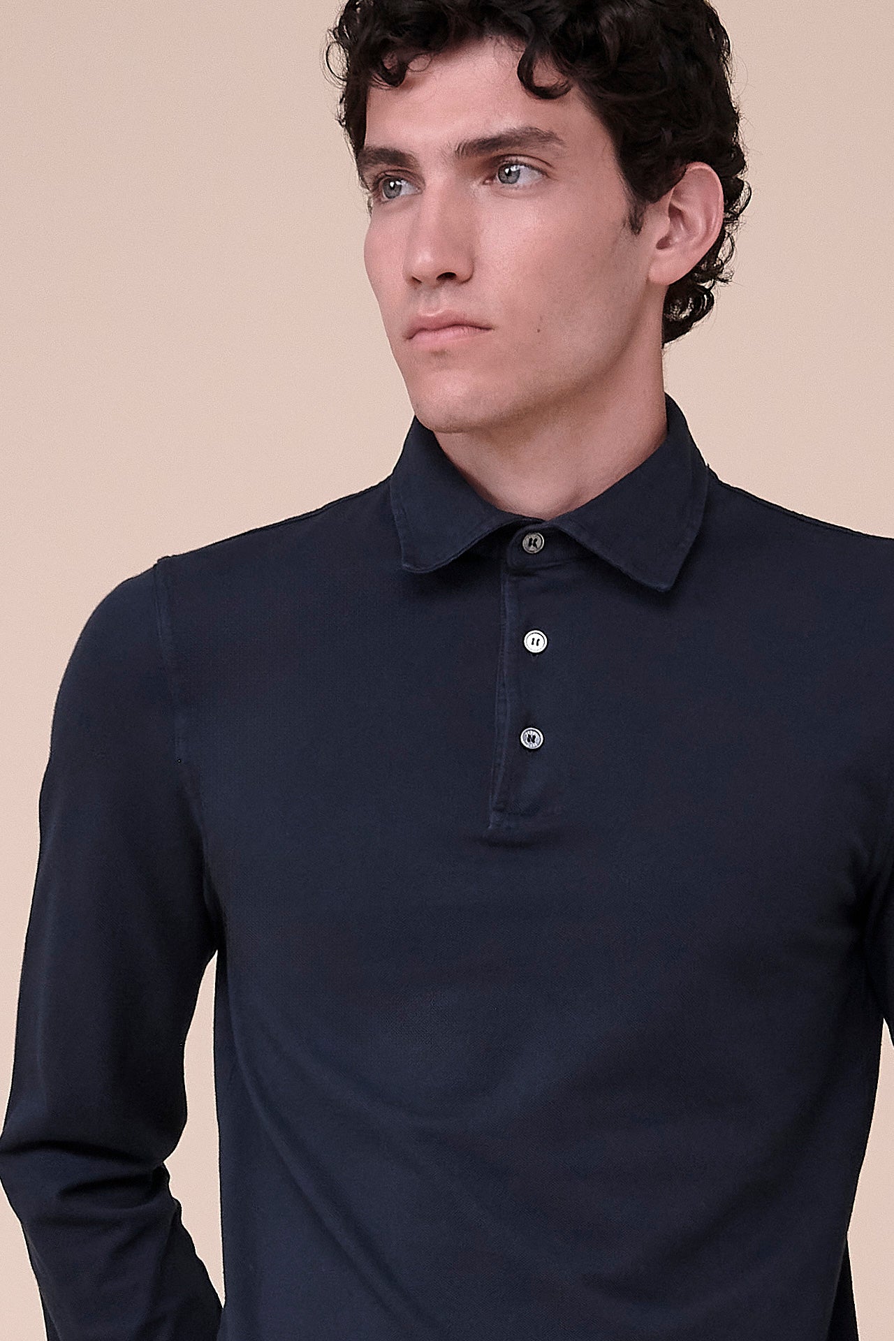 North polo a maniche lunghe in piquet di cotone nei colori iconici - BLUNOTTE