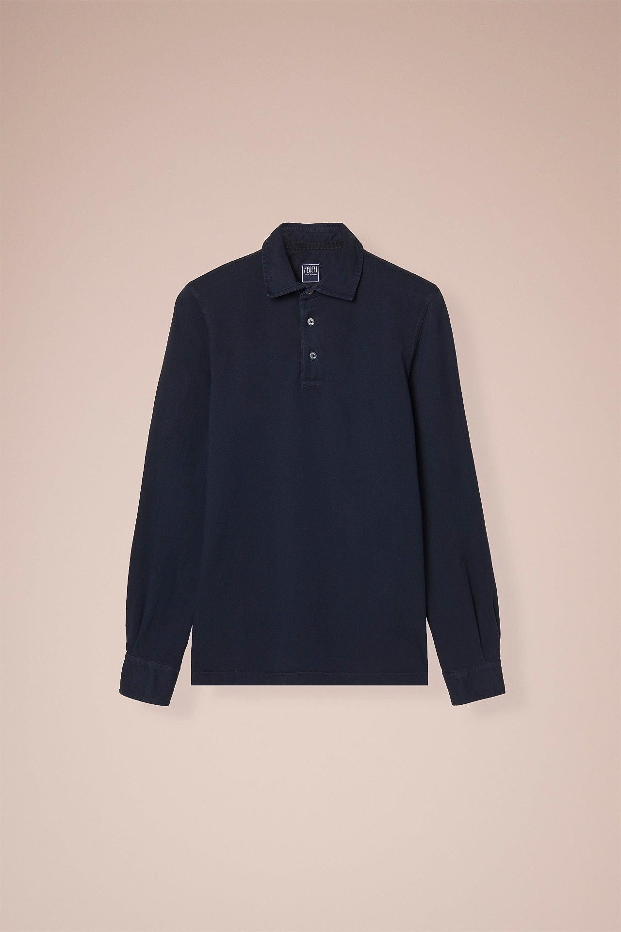 North polo a maniche lunghe in piquet di cotone nei colori iconici - BLUNOTTE