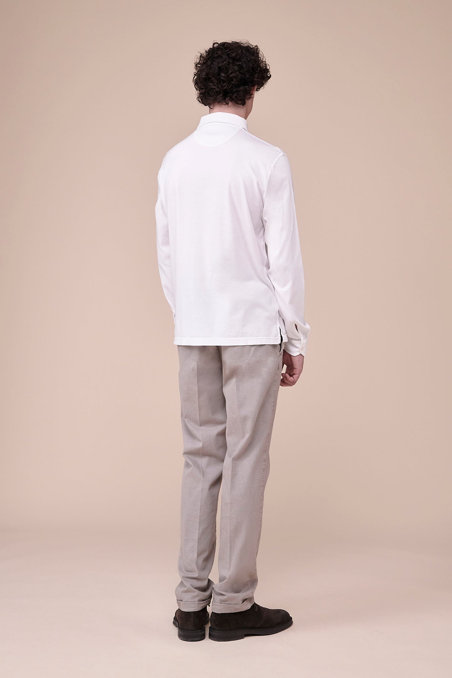 Zero Organic Cotton Long Sleeve Polo Shirt in iconic colors - WHITE
