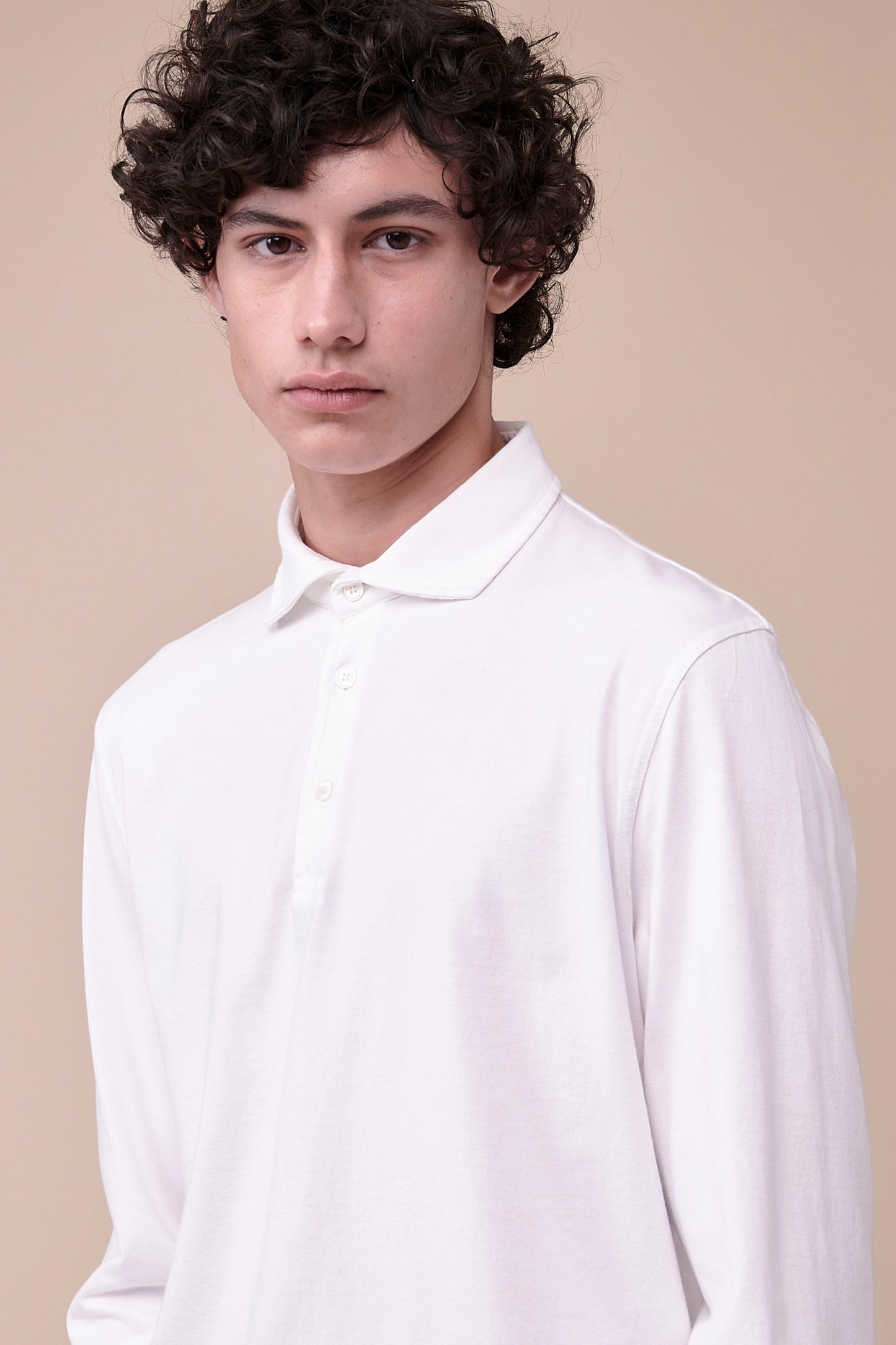 Zero Organic Cotton Long Sleeve Polo Shirt in iconic colors - WHITE