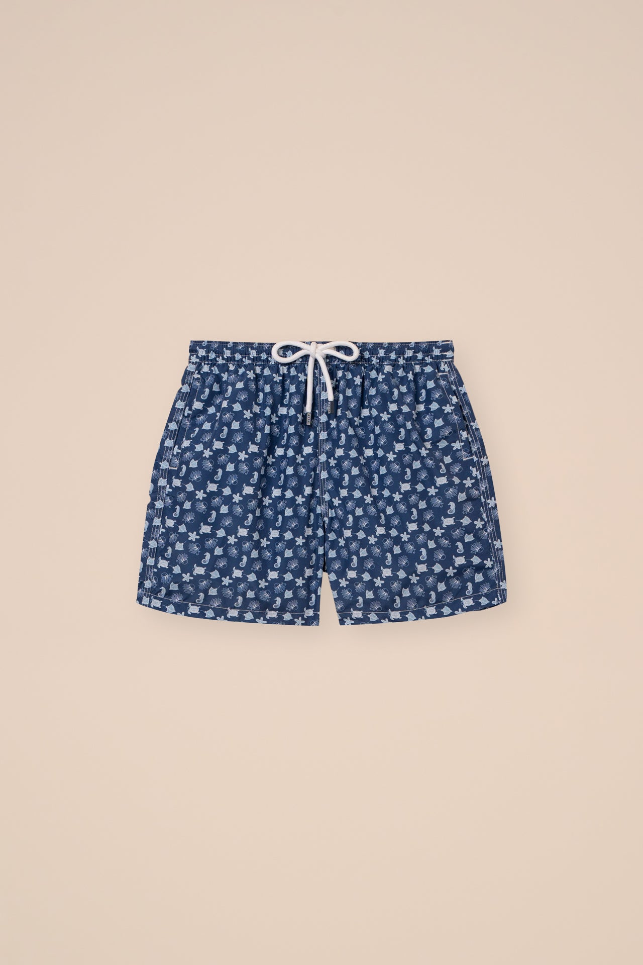 Madeira Kid Swim Trunk 6-8 yrs - Marine Animals Pattern - CORNFLOWERBLUE