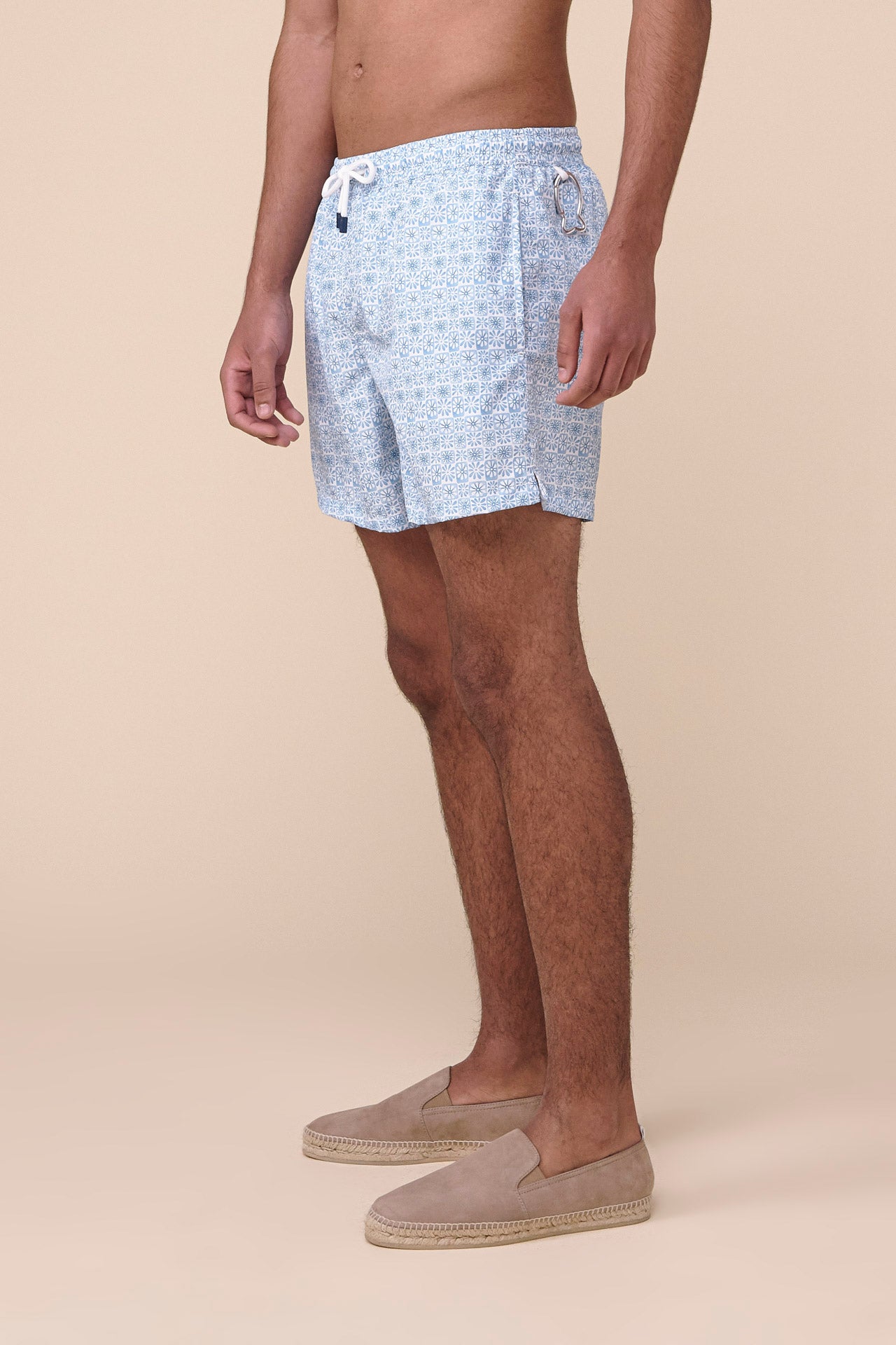 Madeira - The Sustainable Swim Trunk - Floral Pattern - STEELBLUE