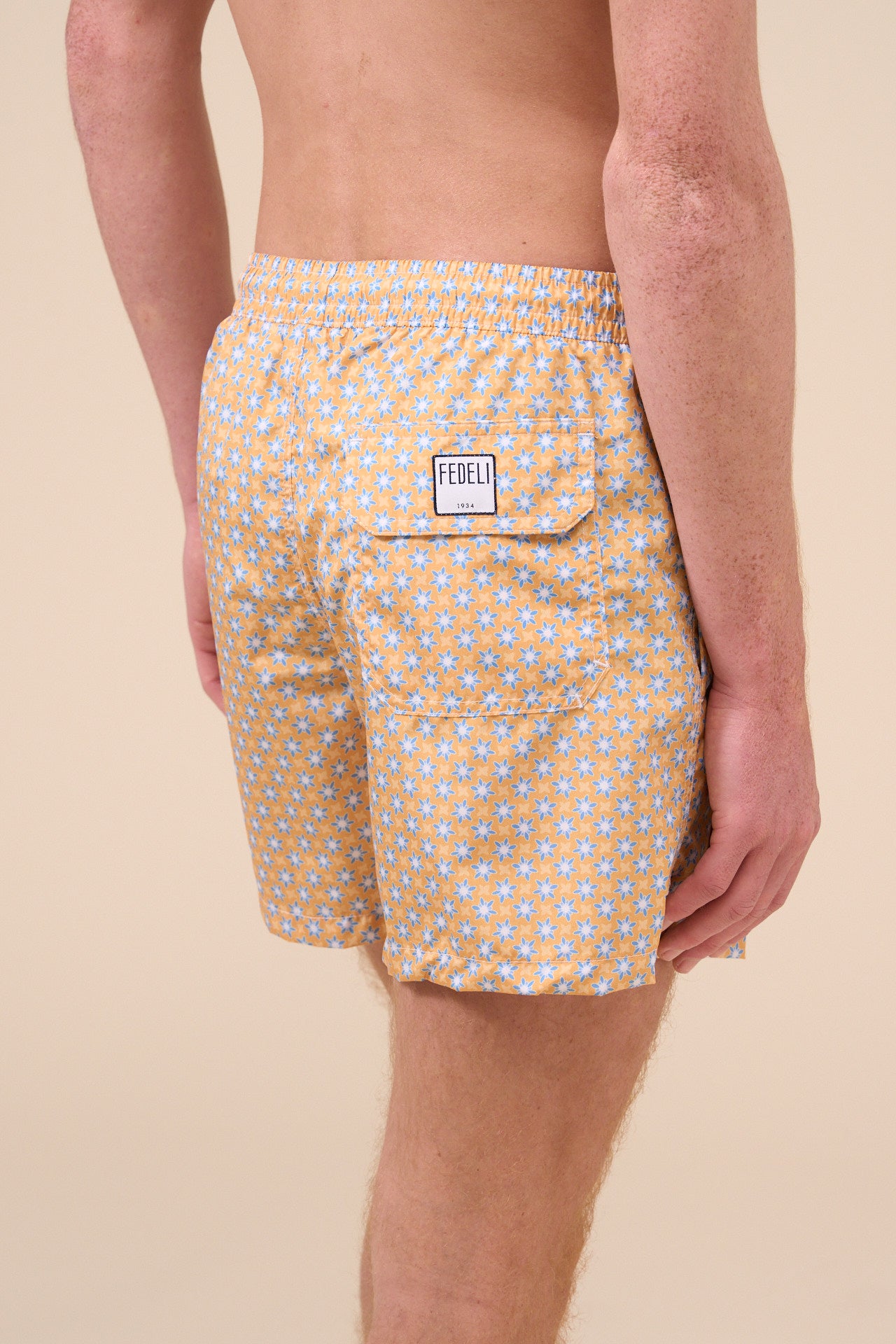 Madeira - The Sustainable Swim Trunk - Stars Pattern - ORANGE