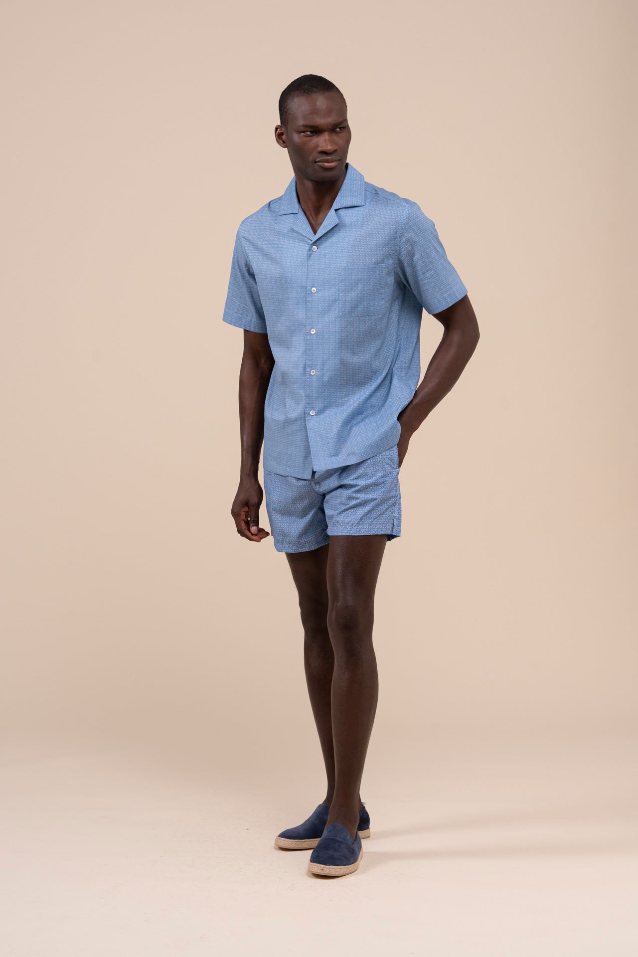 Madeira - The Sustainable Swim Trunk - Geometric Pattern - MEDIUMBLUE