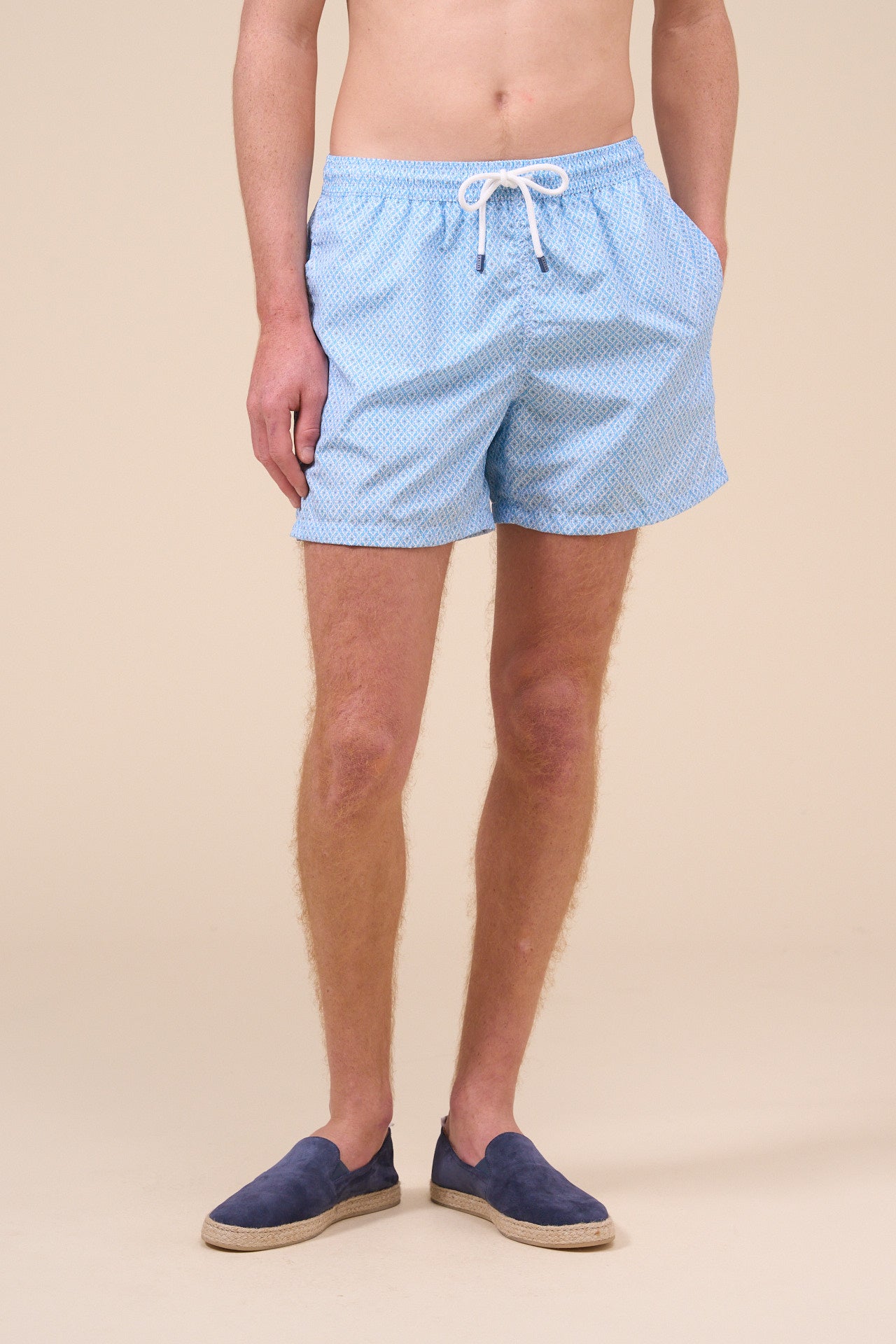 Madeira - The Sustainable Swim Trunk - Geometric Tile Pattern - CORNFLOWERBLUE