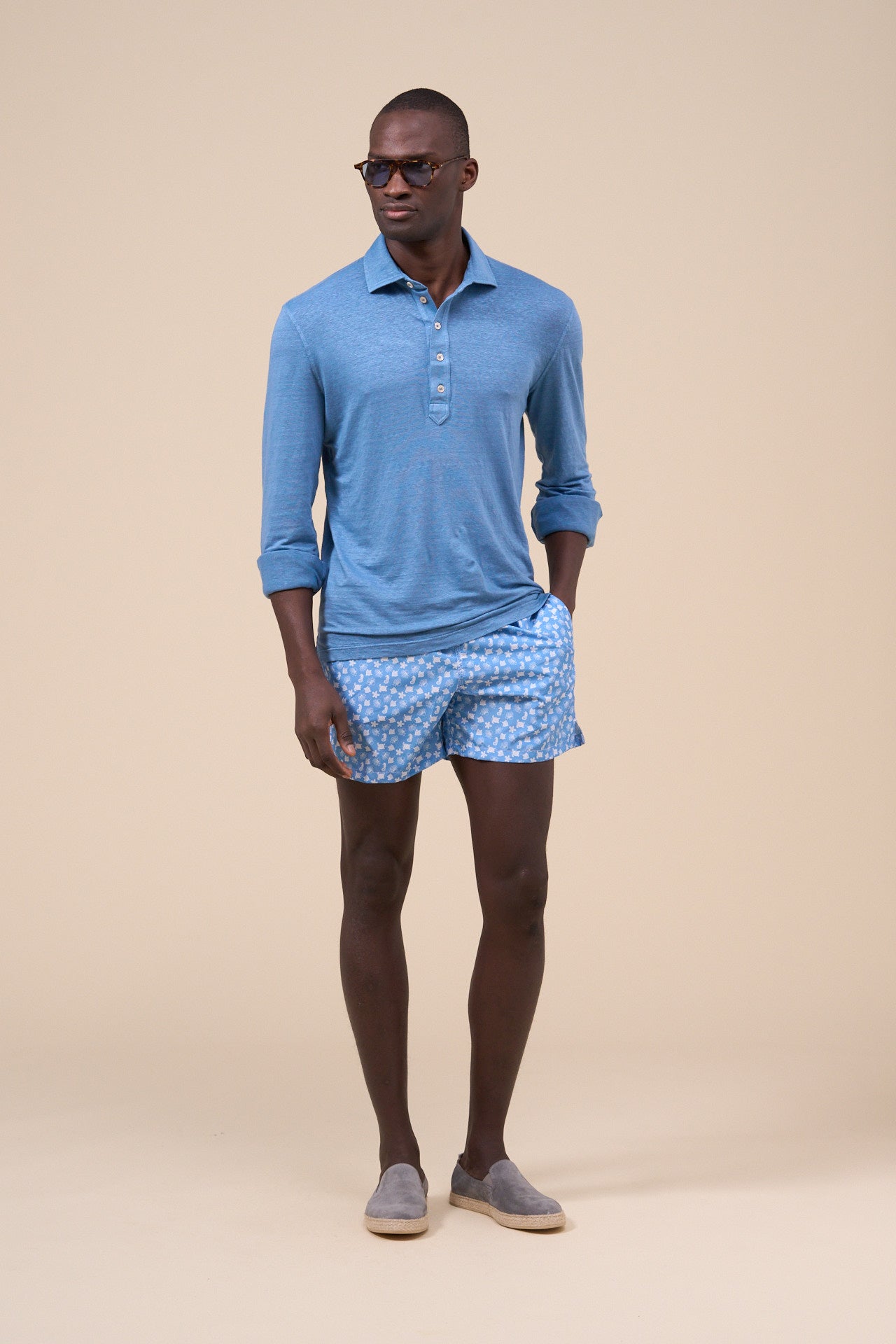 Madeira - The Sustainable Swim Trunk - Marine Animals Pattern - MIDNIGHTBLUE