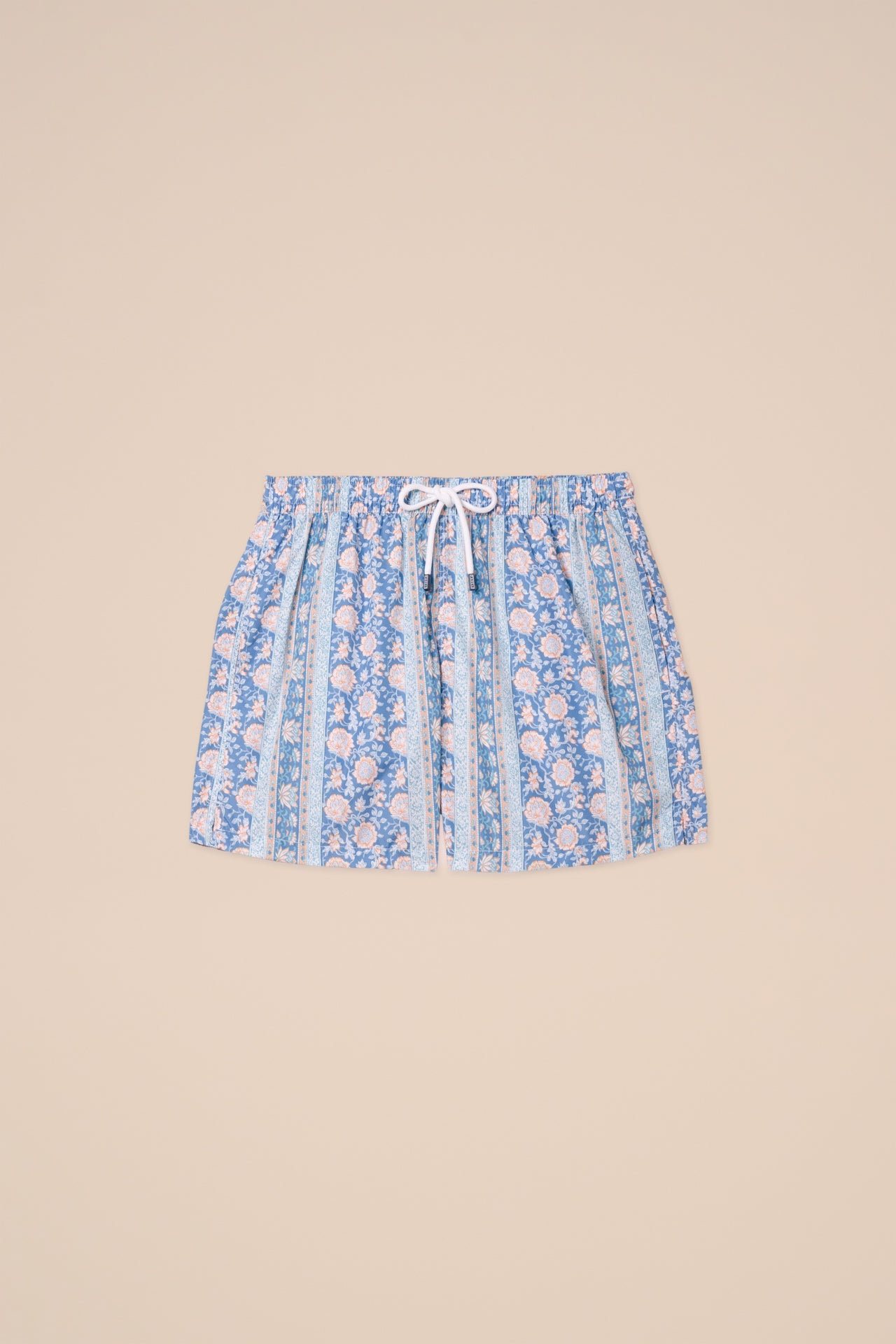 Madeira - The Sustainable Swim Trunk - Flowers And Stripes Pattern - GREEN