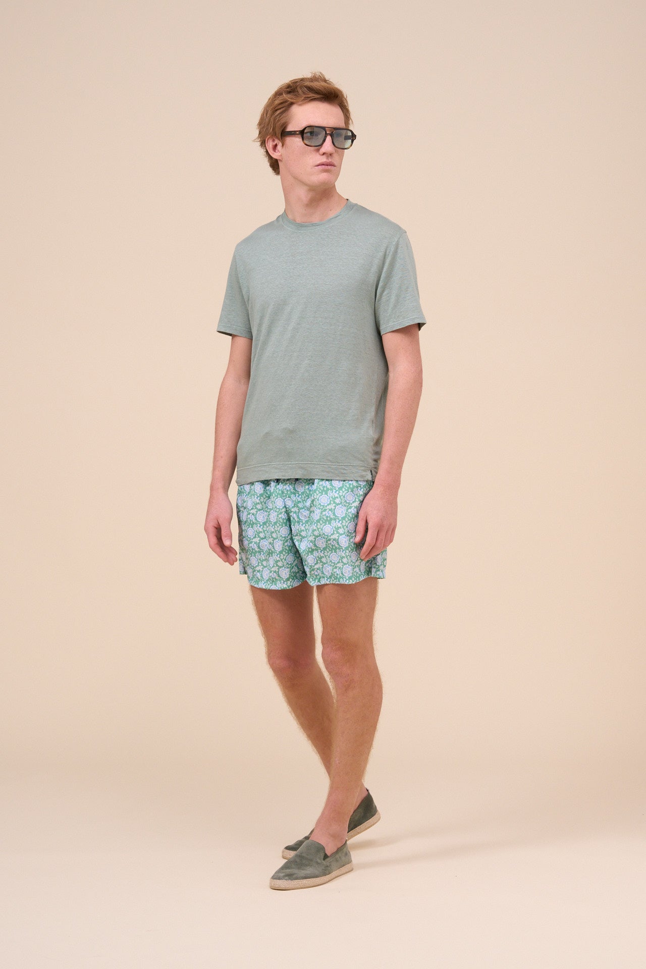 Madeira - The Sustainable Swim Trunk - Passion Flower Pattern - GREEN