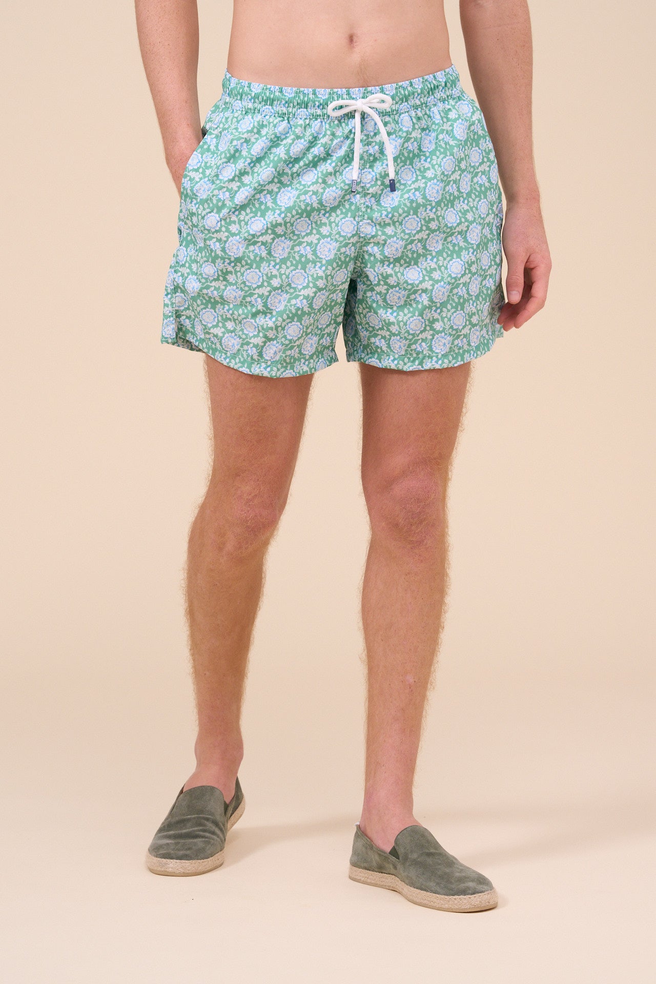 Madeira - The Sustainable Swim Trunk - Passion Flower Pattern - GREEN
