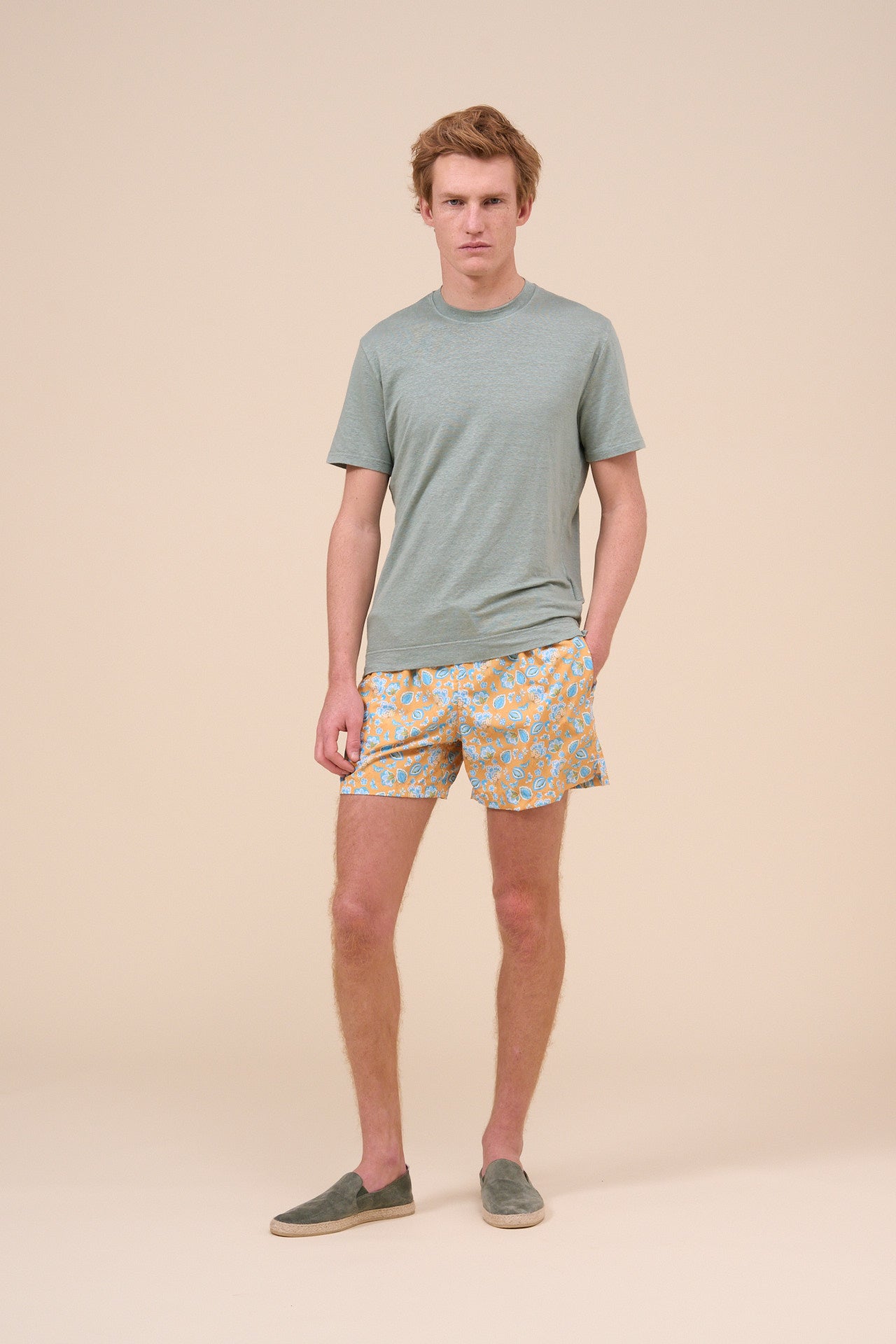 Madeira - The Sustainable Swim Trunk - Leaf Pattern - CORNFLOWERBLUE