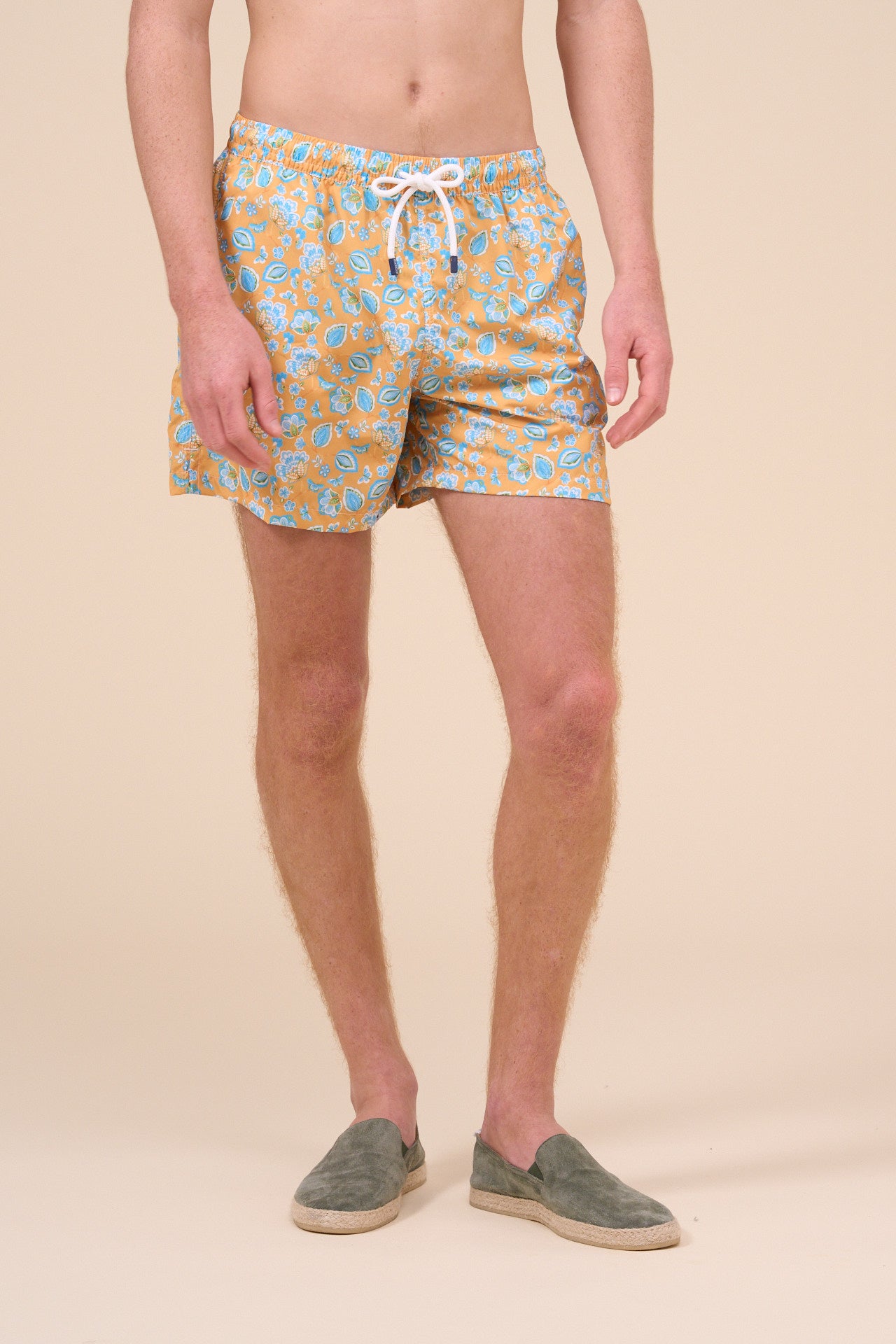 Madeira - The Sustainable Swim Trunk - Leaf Pattern - CORNFLOWERBLUE