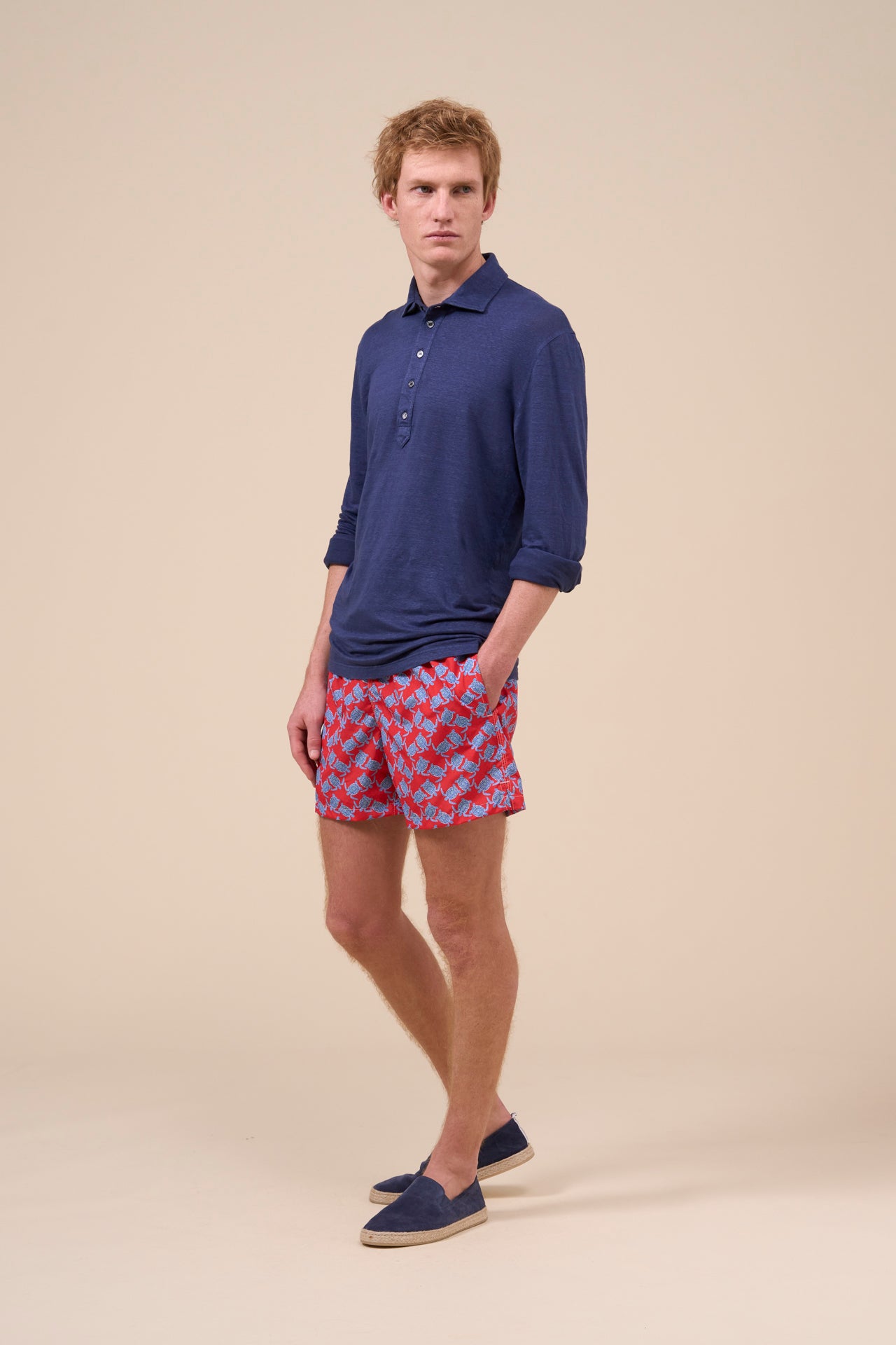 Madeira - The Sustainable Swim Trunk - Turtles Pattern - DARKRED