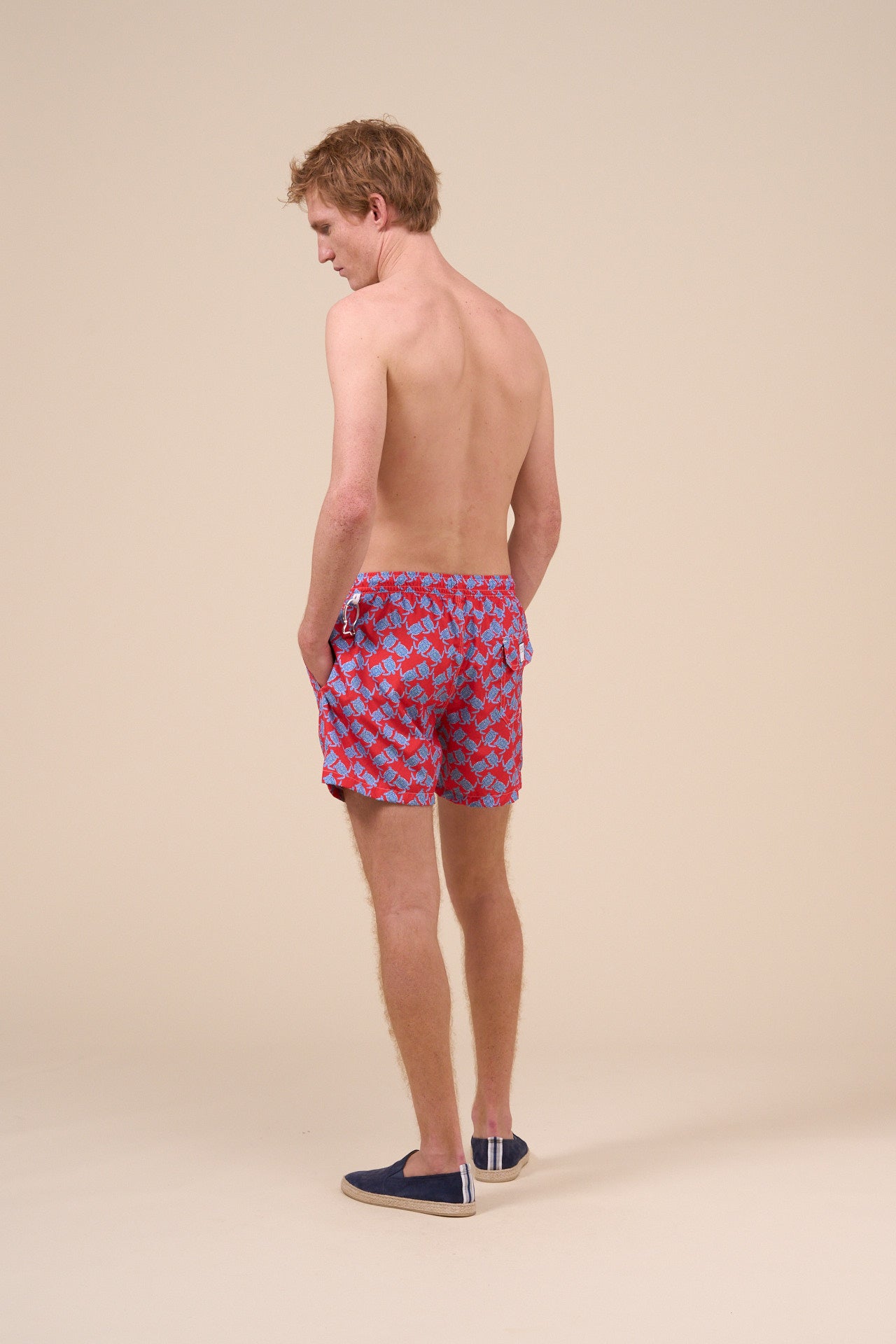 Madeira - The Sustainable Swim Trunk - Turtles Pattern - DARKRED