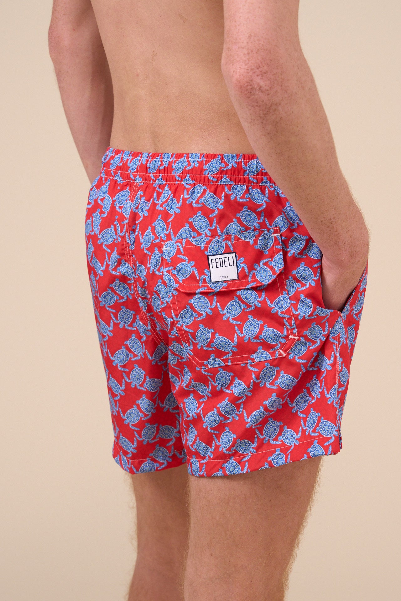 Madeira - The Sustainable Swim Trunk - Turtles Pattern - DARKRED