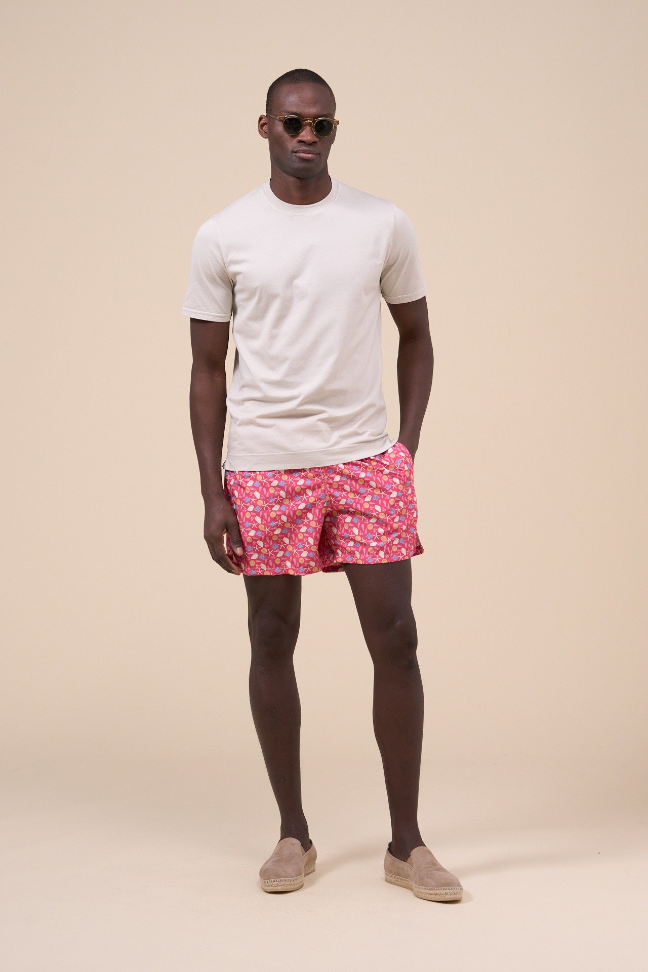 Madeira - The Sustainable Swim Trunk - Shells Pattern - LIGHTCORAL