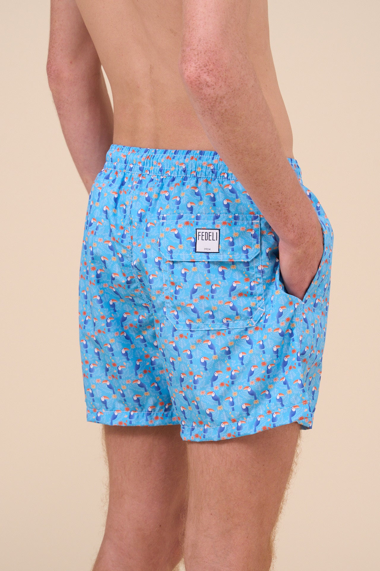 Madeira - The Sustainable Swim Trunk - Parrot Pattern - CORNFLOWERBLUE