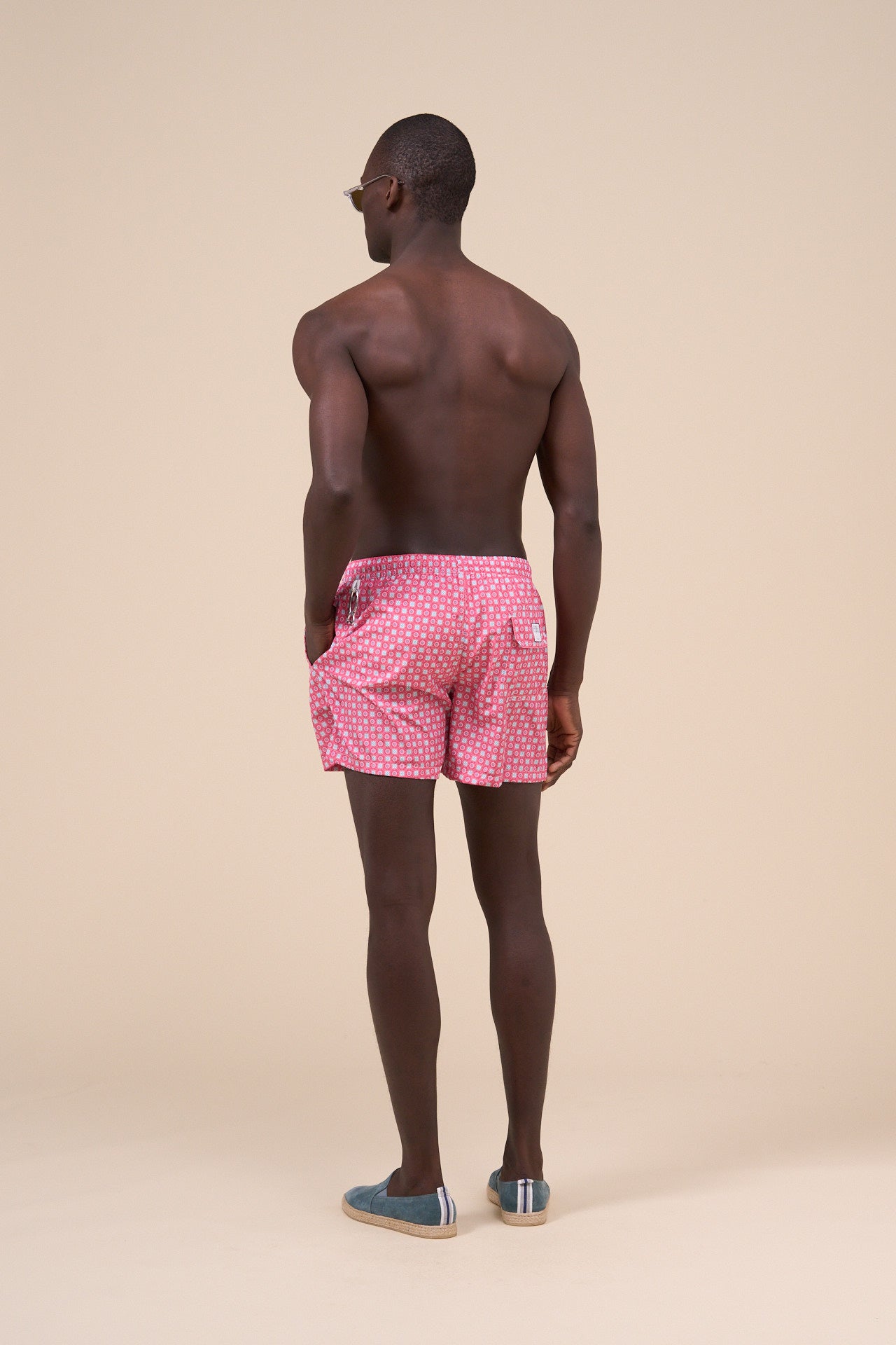Madeira - The Sustainable Swim Trunk - Flowers and Geometric Shapes Pattern - MEDIUMBLUE