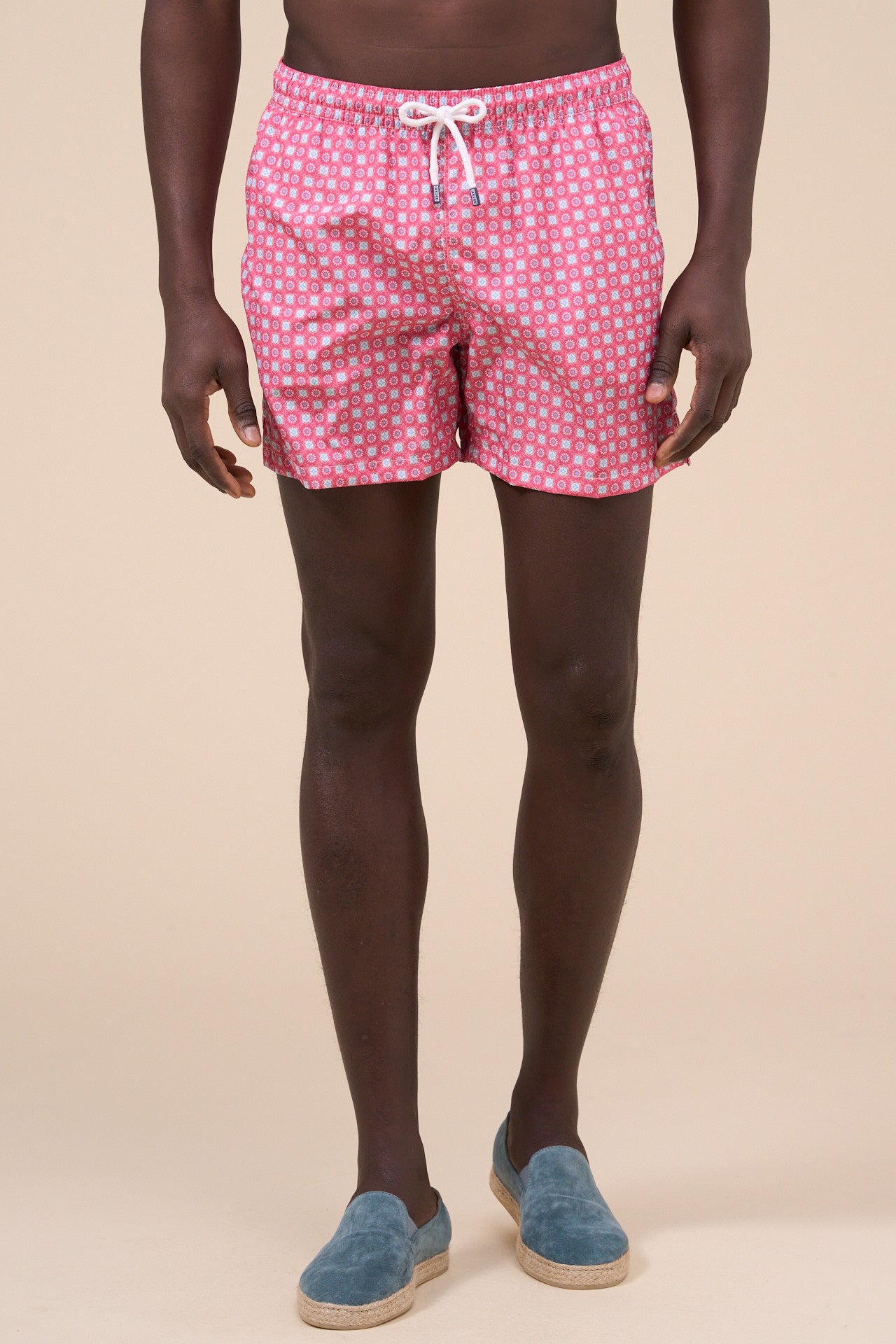 Madeira - The Sustainable Swim Trunk - Flowers and Geometric Shapes Pattern - MEDIUMBLUE