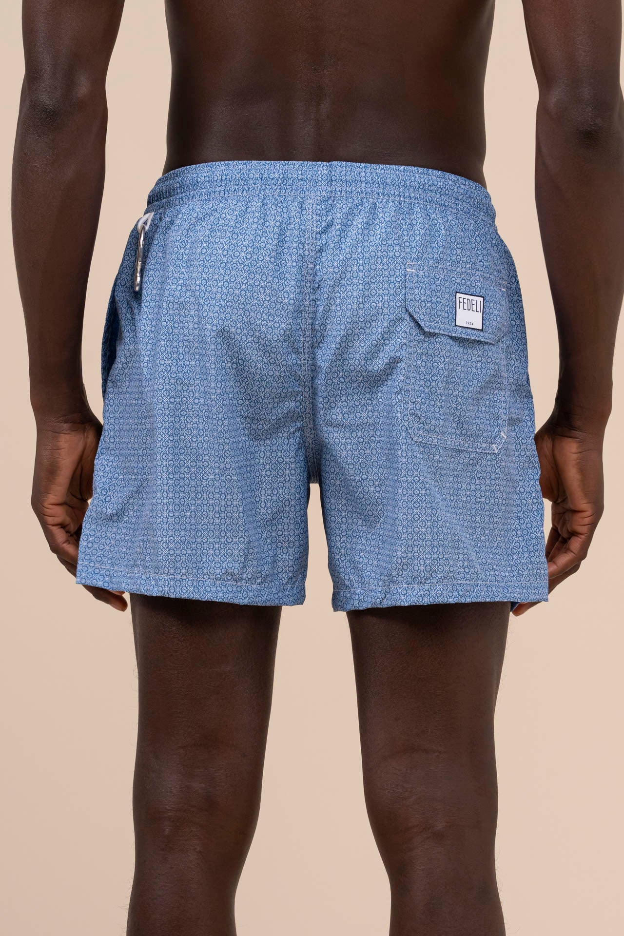 Madeira - The Sustainable Swim Trunk - Geometric Pattern - MEDIUMBLUE
