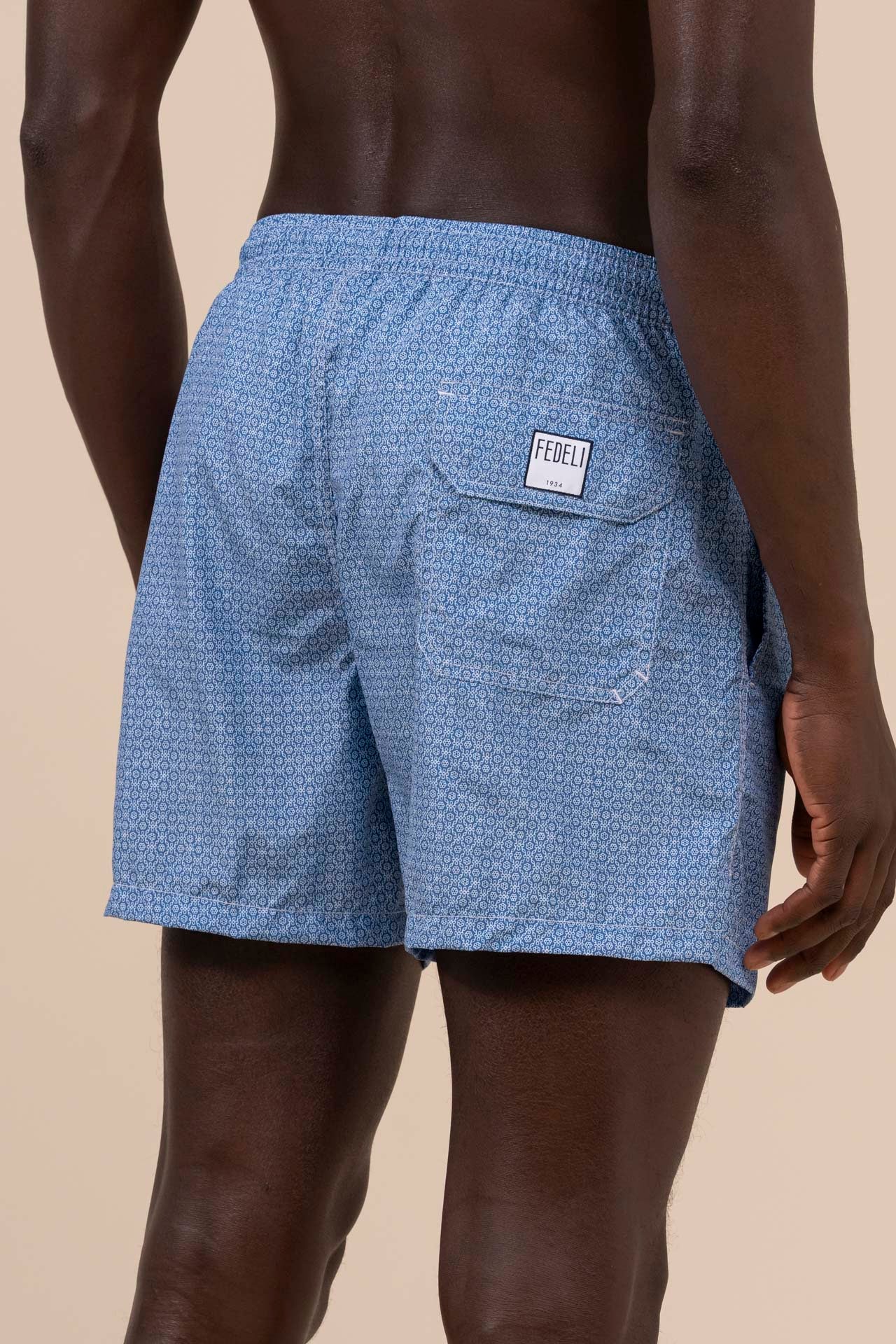 Madeira - The Sustainable Swim Trunk - Geometric Pattern - MEDIUMBLUE