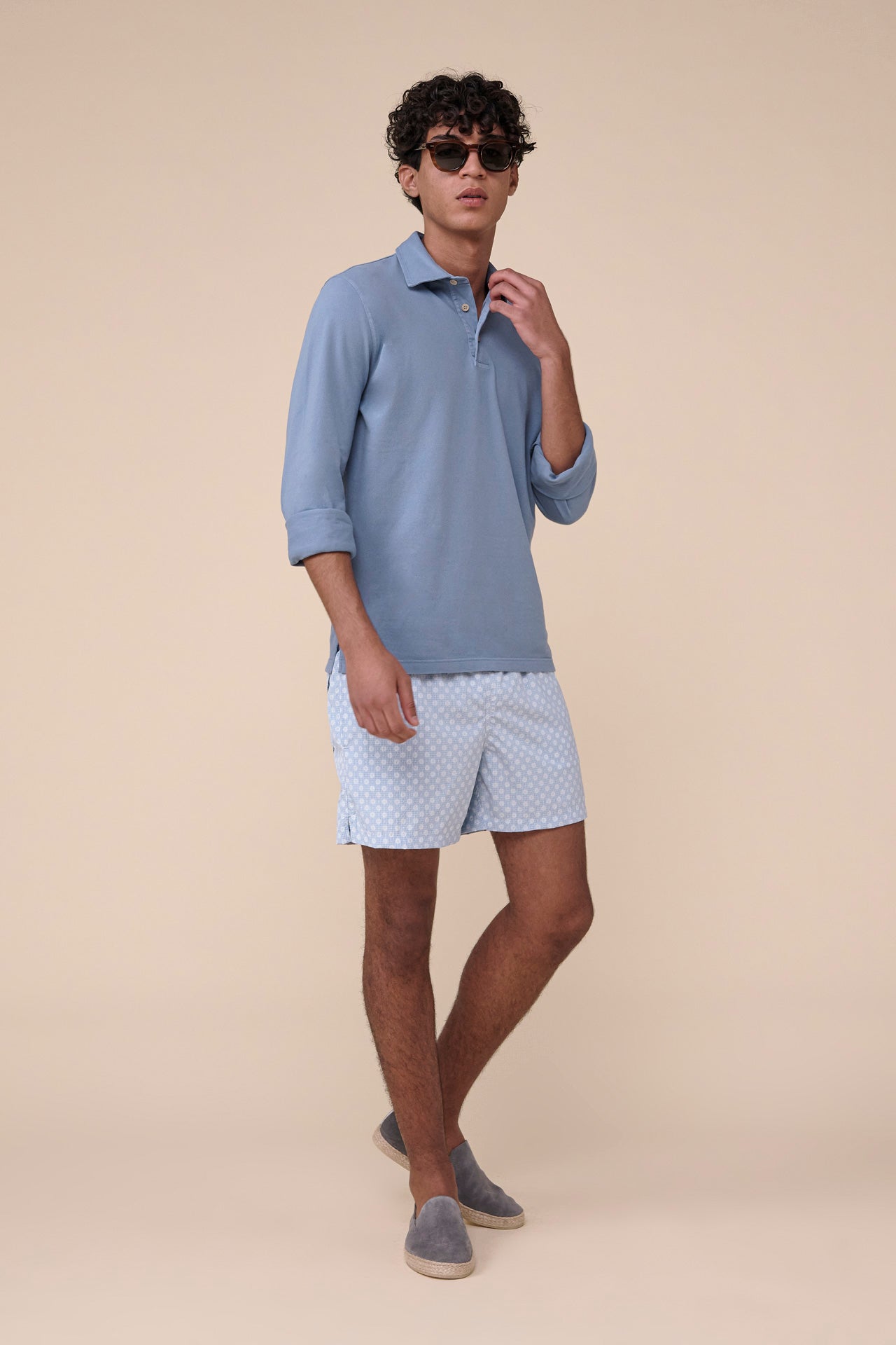 Madeira - il costume da bagno in sakar - Fantasia Margherite - STEELBLUE