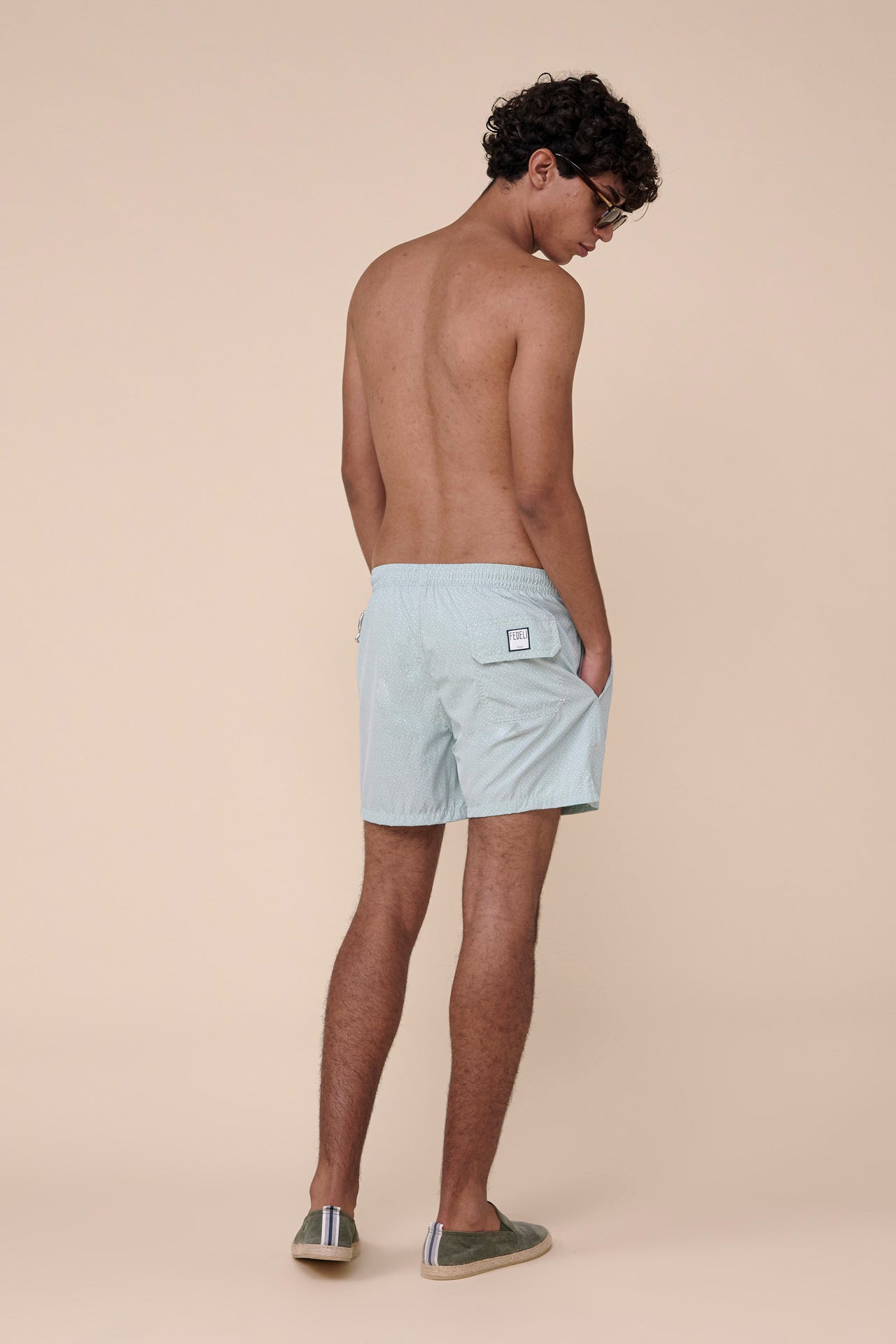 Madeira - The Sakar Swim Trunk - Flowers And Dots Pattern - GREEN