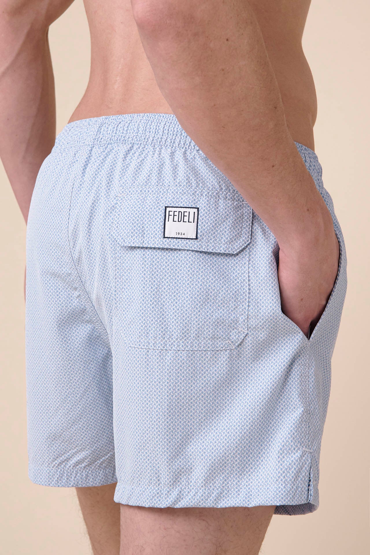 Madeira - The Sakar Swim Trunk - Mini Geometric Shapes Pattern - STEELBLUE