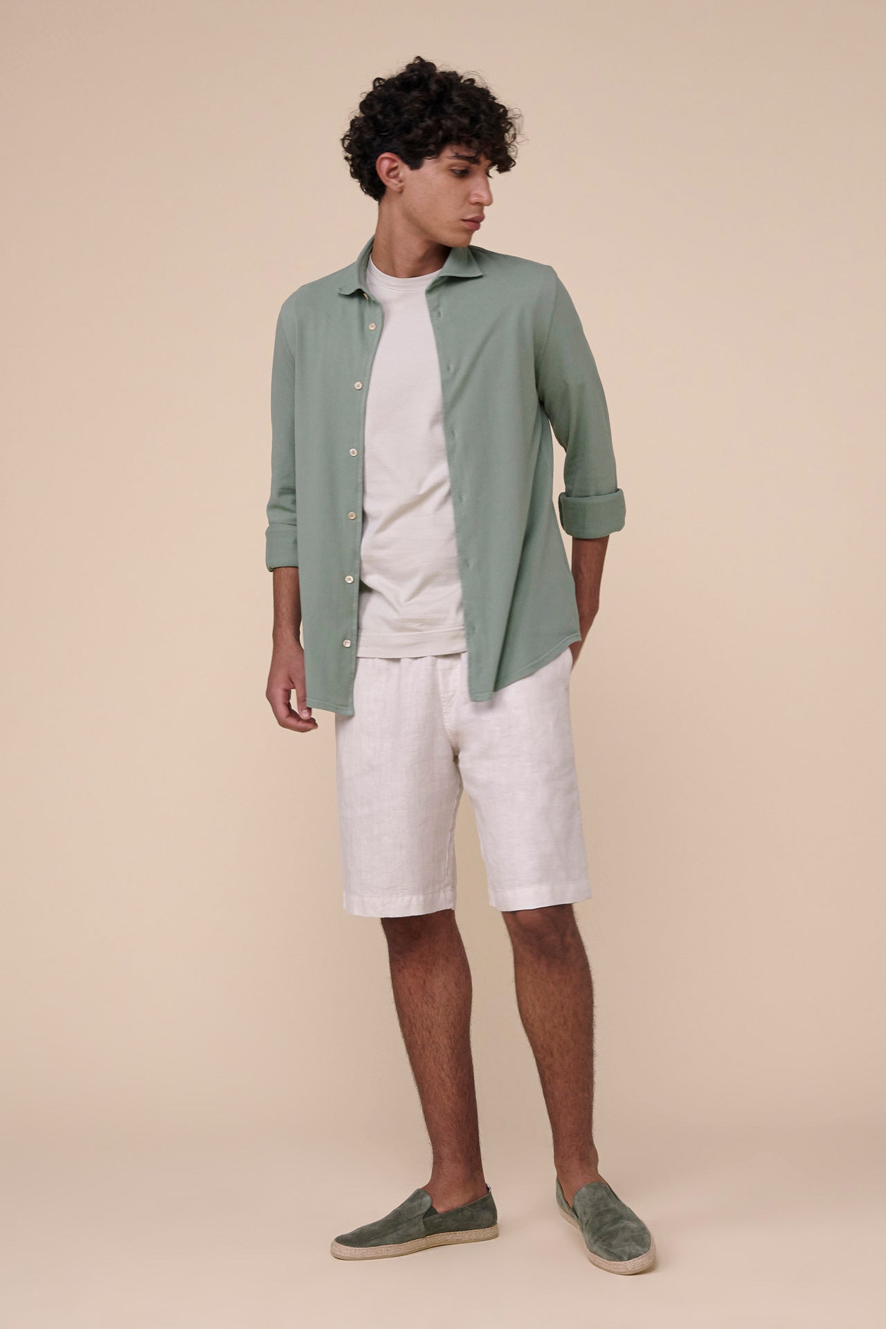Steve Piquet Organic Cotton Shirt - LIGHTGREEN